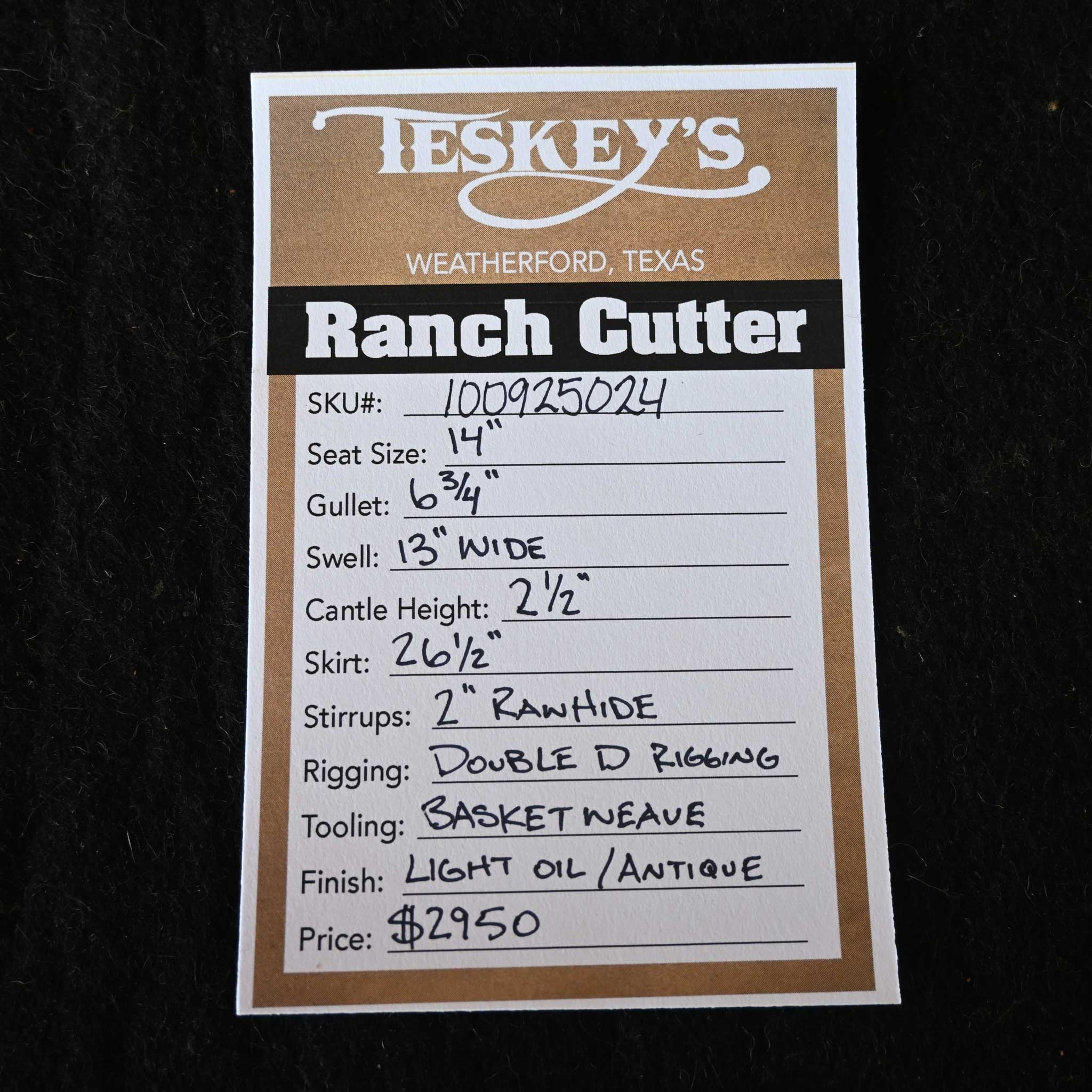 14" TESKEY'S RANCH CUTTER SADDLE - Image 3