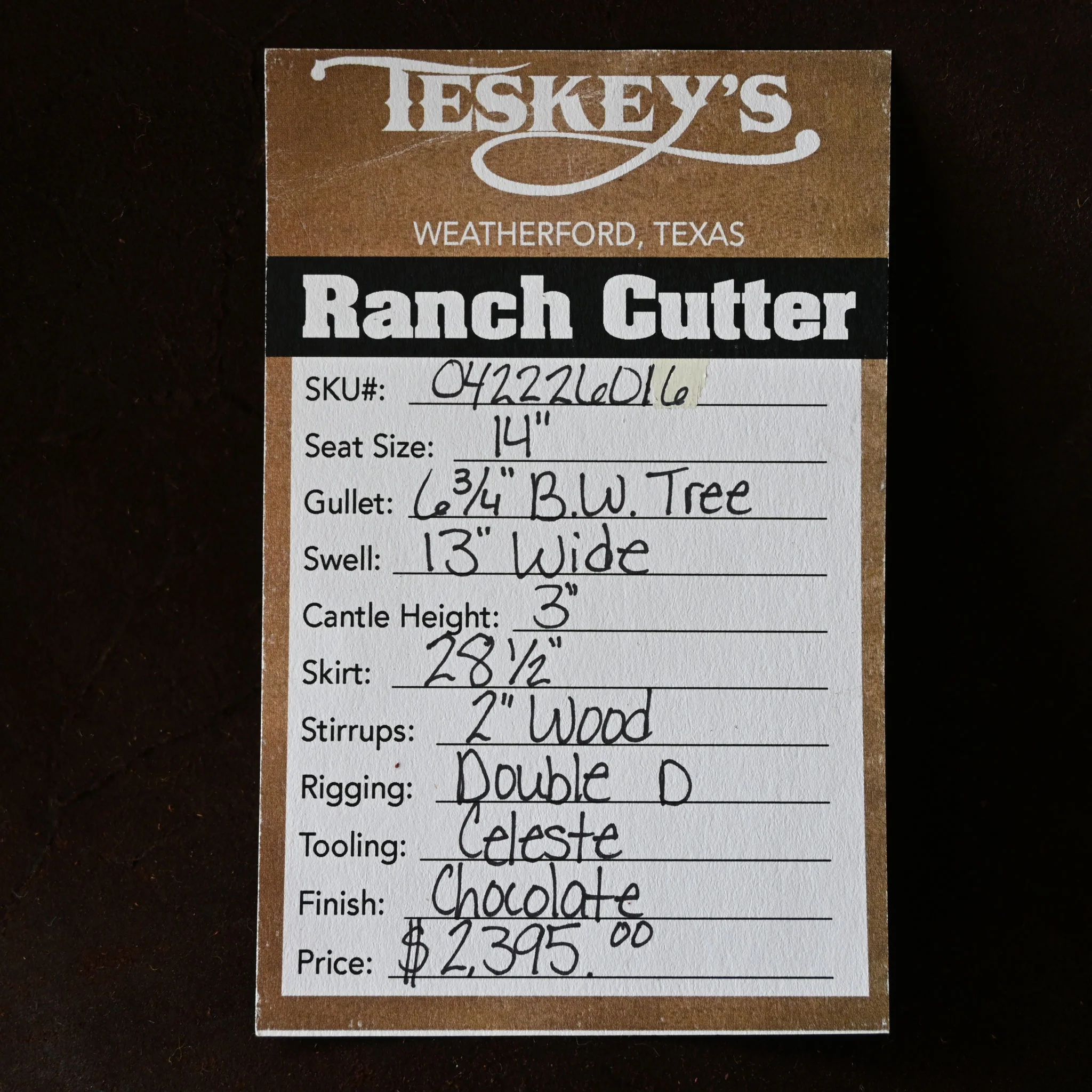14" TESKEY'S RANCH CUTTER SADDLE - Image 3