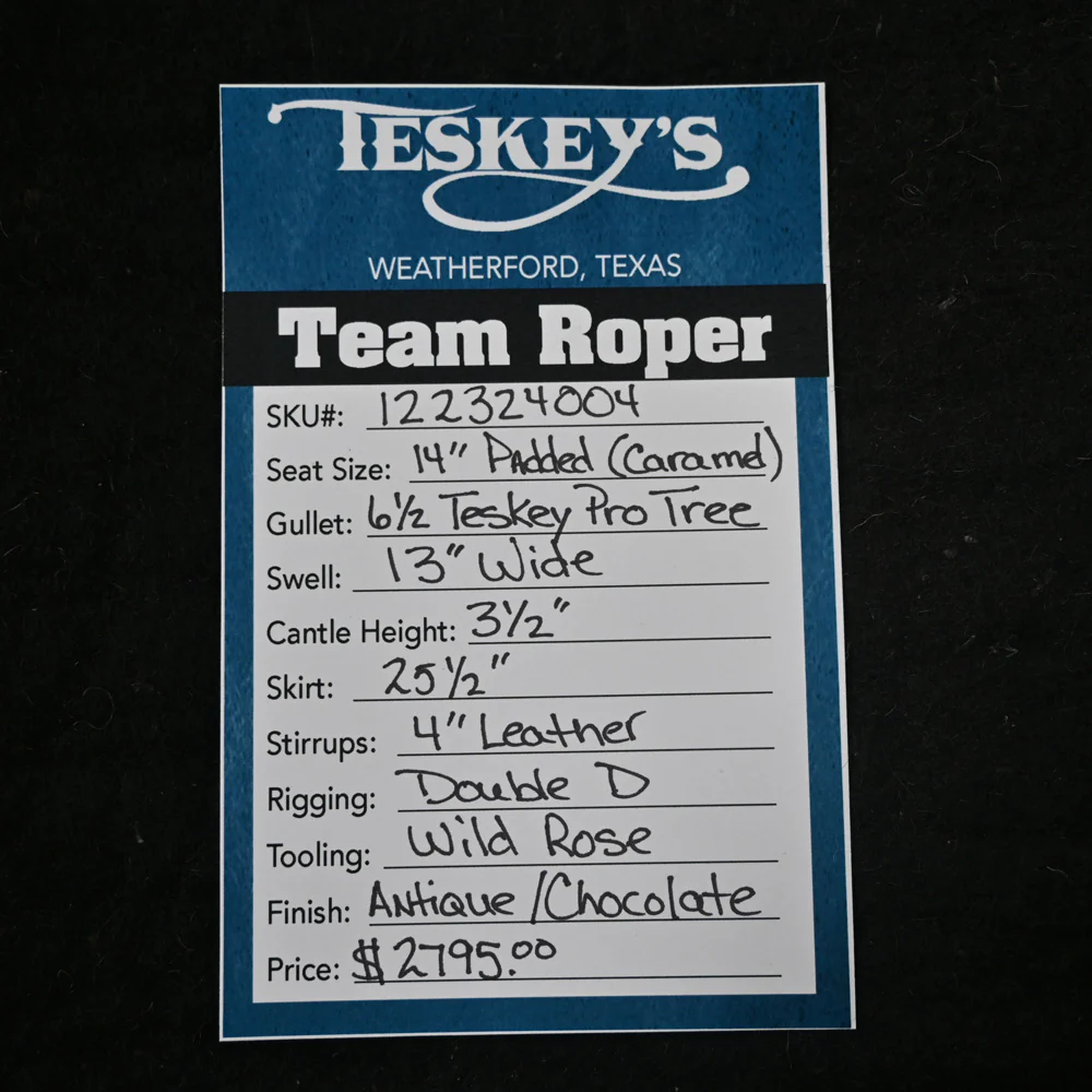 14" TESKEY'S TEAM ROPING SADDLE - Image 3