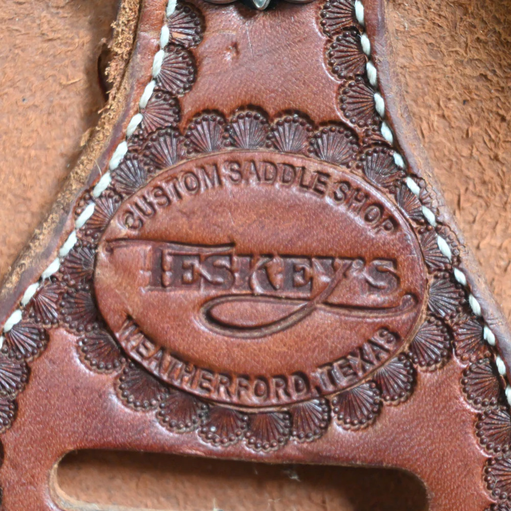 14" USED TESKEY'S TEAM ROPING SADDLE - Image 5