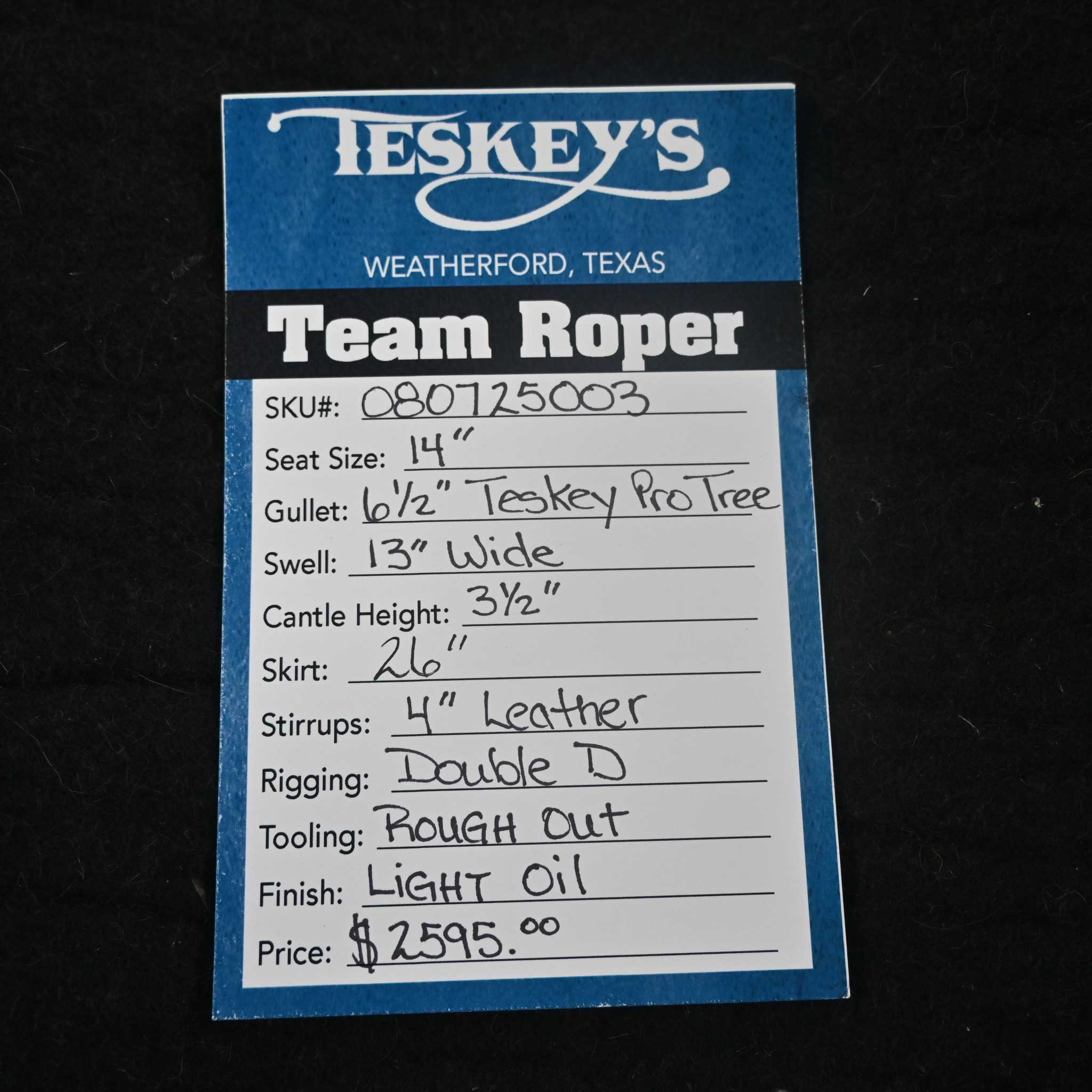 14" TESKEY'S TEAM ROPING SADDLE - Image 3