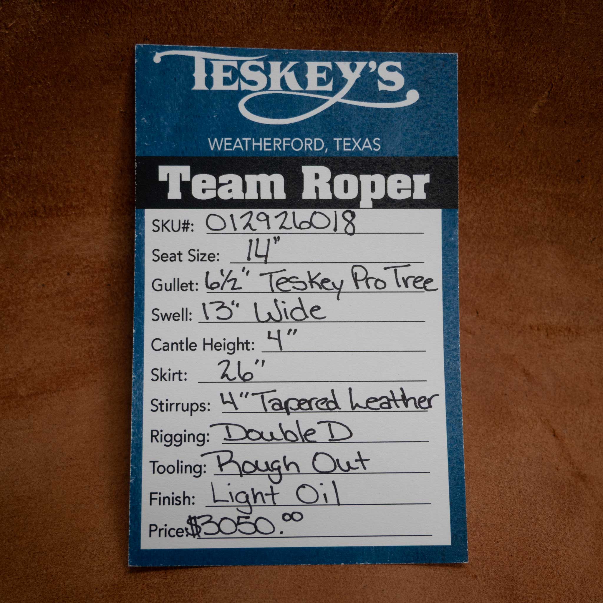 14" TESKEY'S TEAM ROPING SADDLE - Image 3