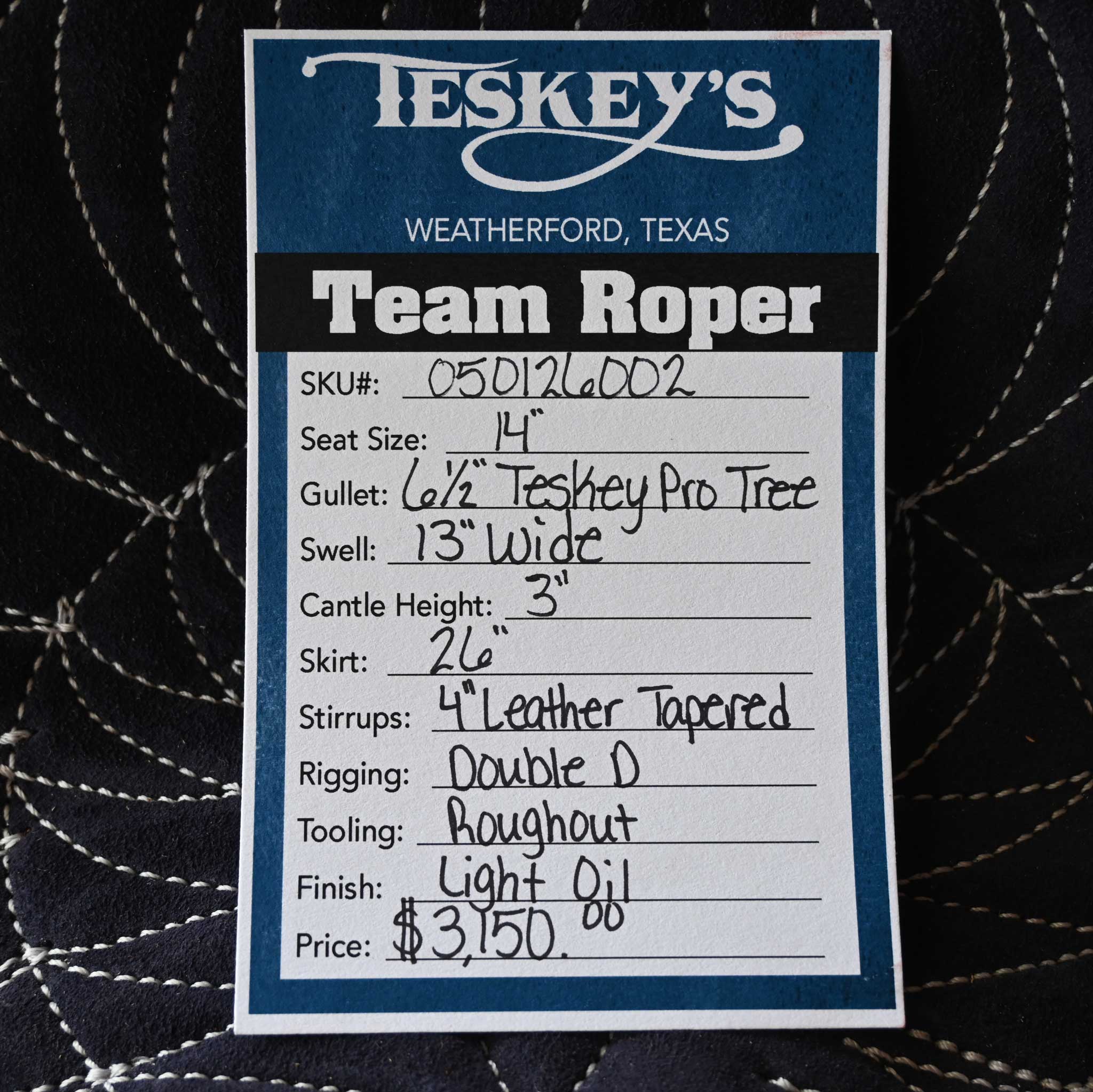 14" TESKEY'S TEAM ROPING SADDLE - Image 3