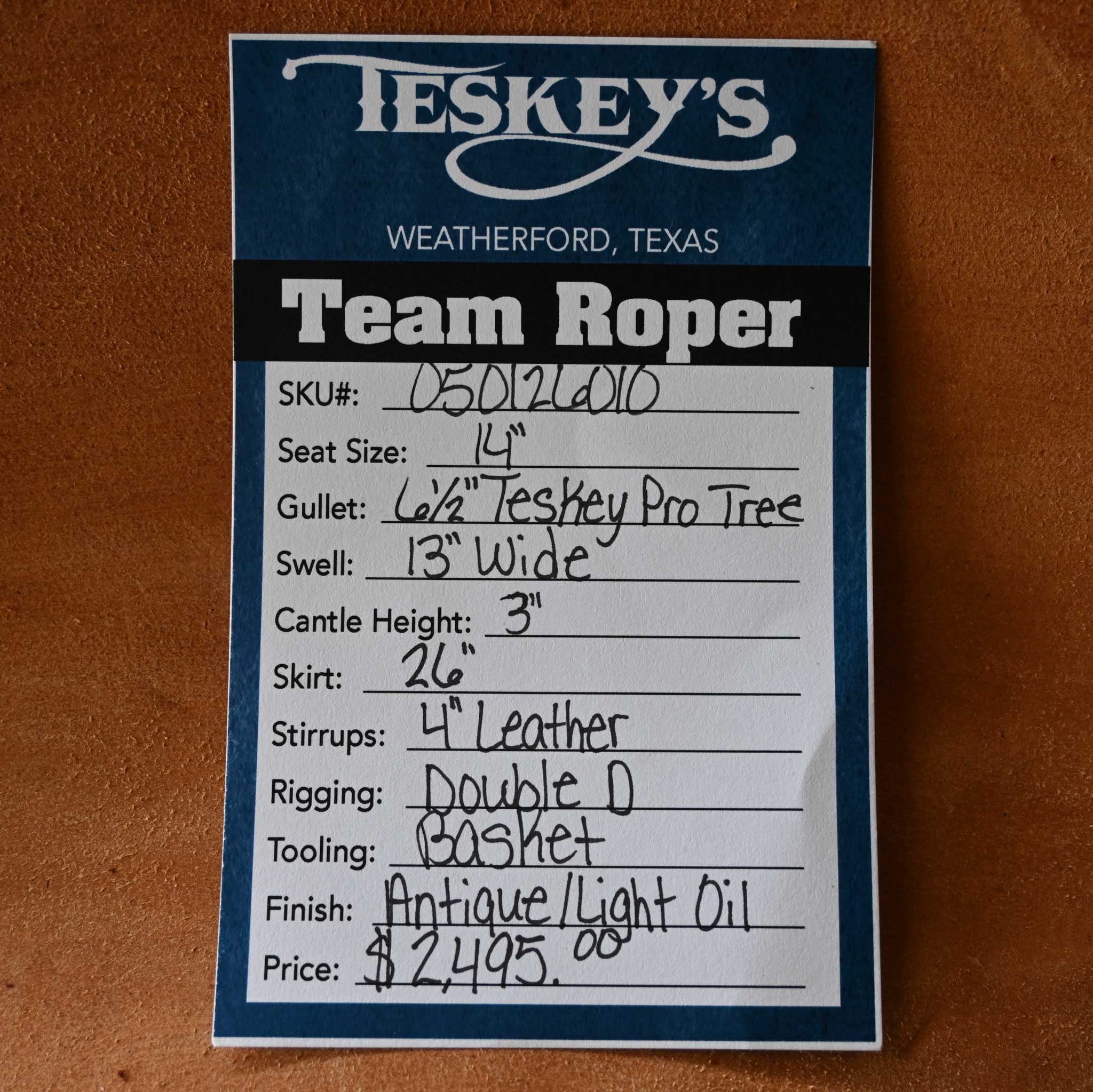 14" TESKEY'S TEAM ROPING SADDLE - Image 3
