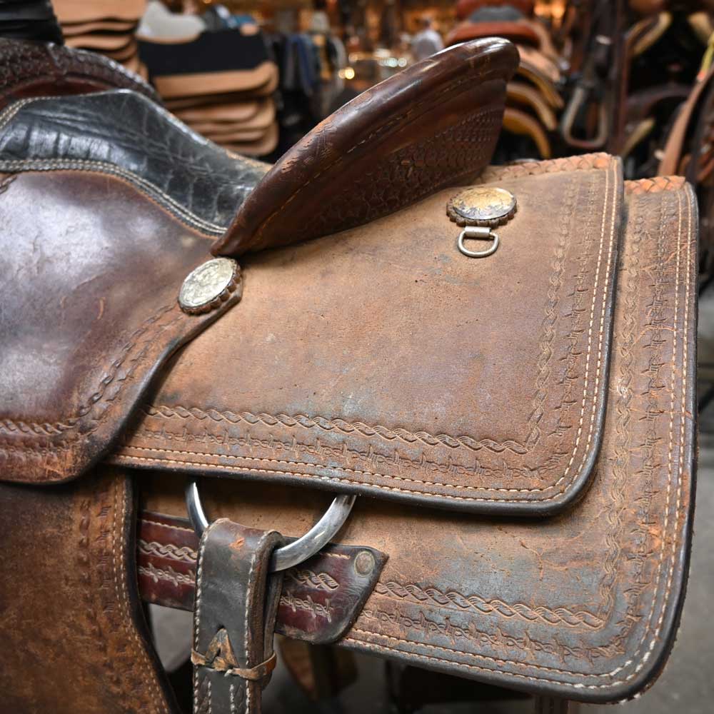 14" USED ADAMS TEAM ROPING SADDLE - Image 3