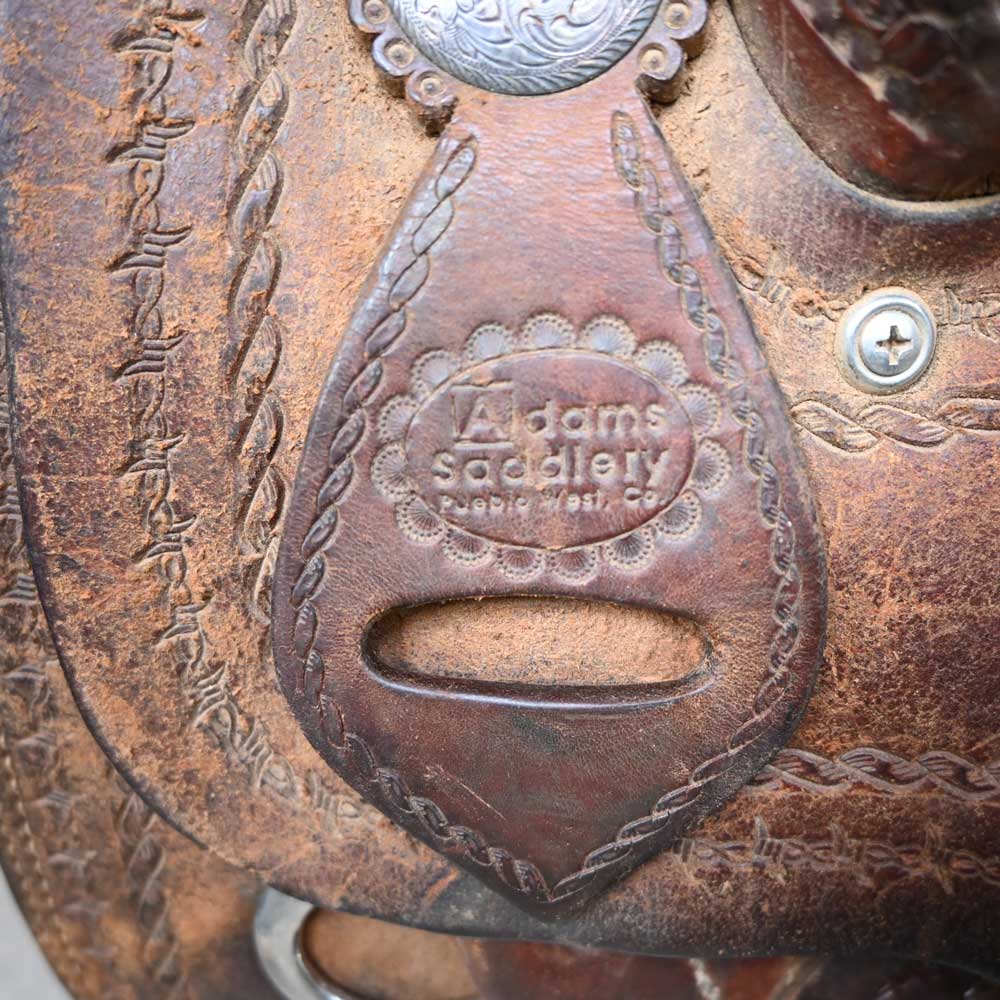 14" USED ADAMS TEAM ROPING SADDLE - Image 4