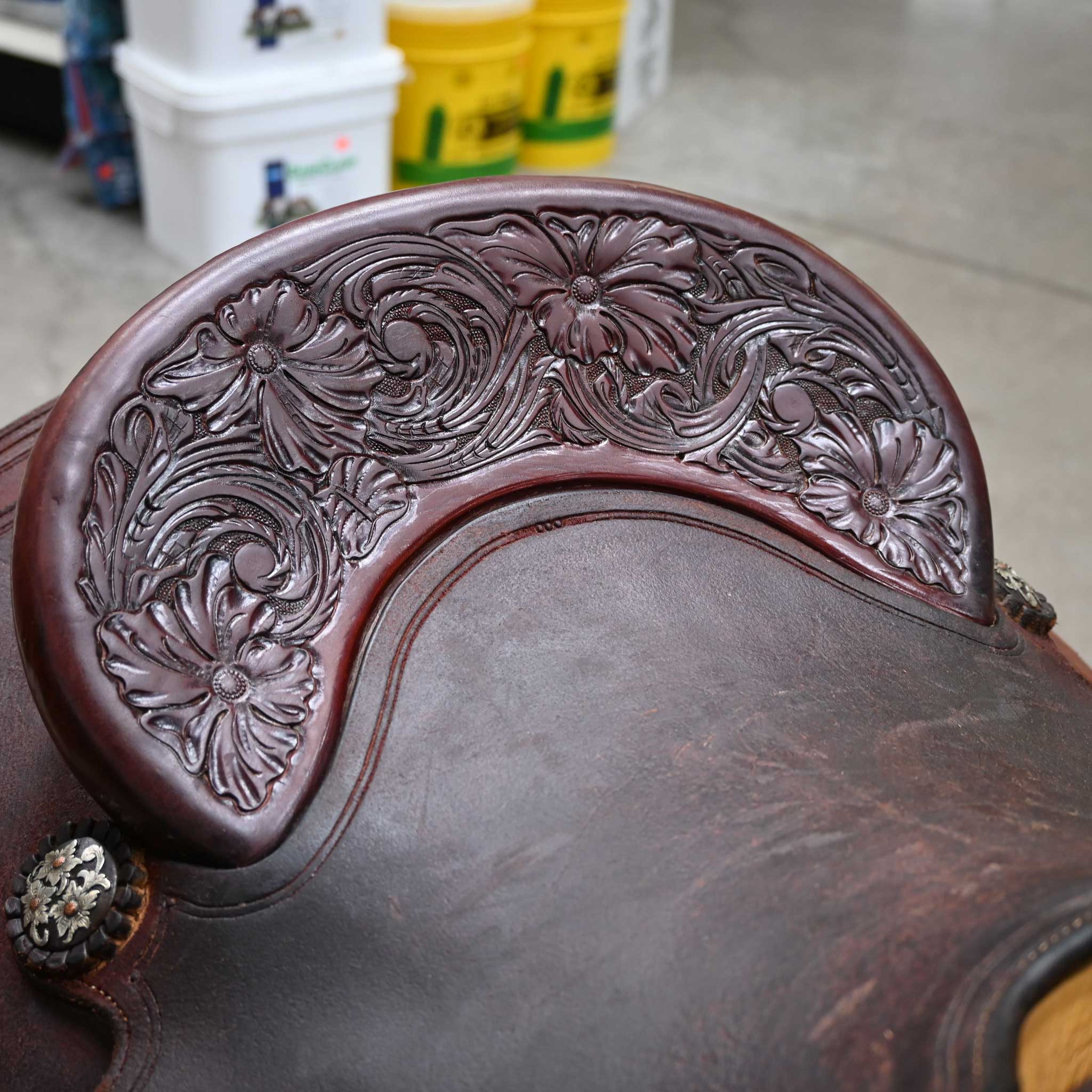 14" USED DAVID HASLERIG TEAM ROPING SADDLE - Image 3