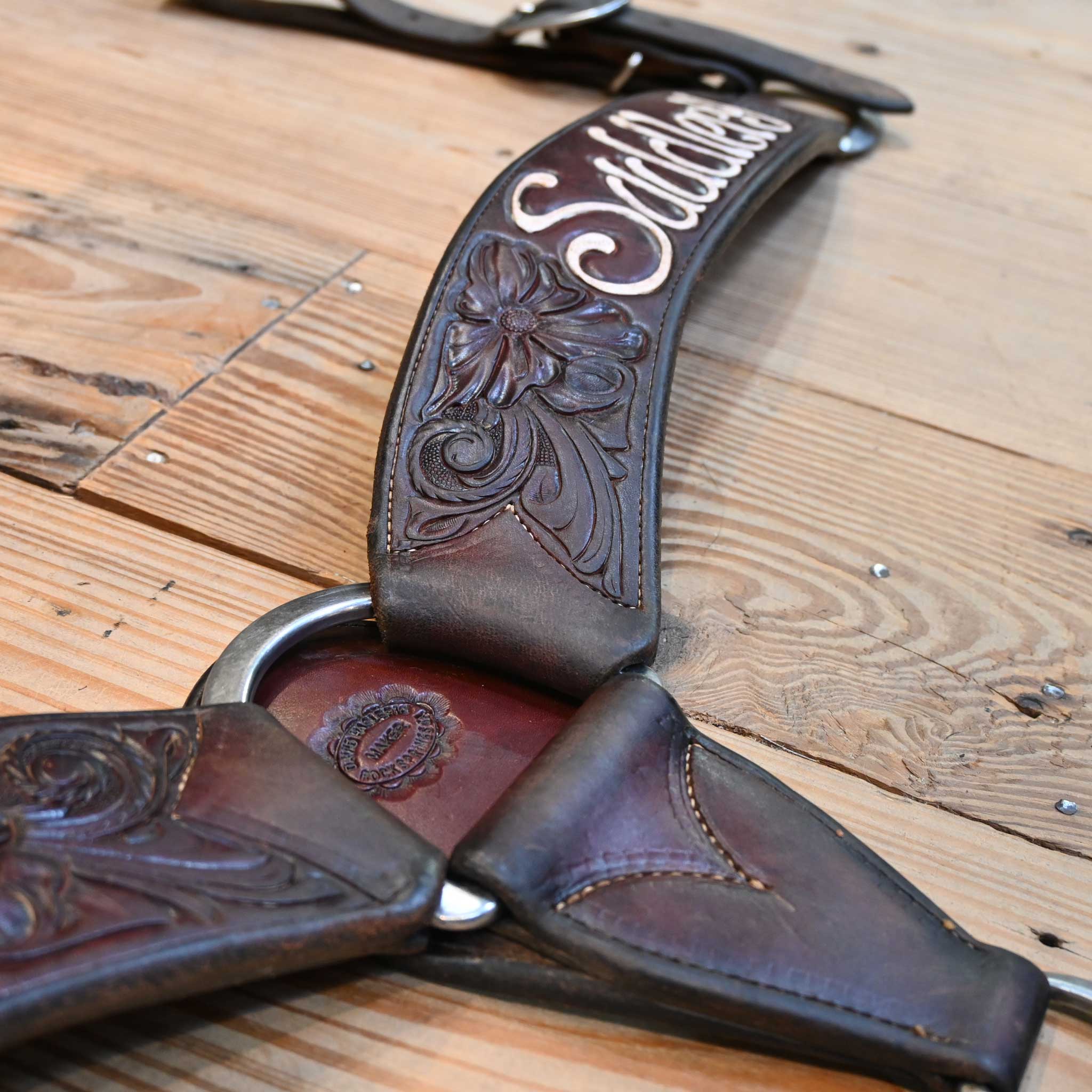 14" USED DAVID HASLERIG TEAM ROPING SADDLE - Image 7