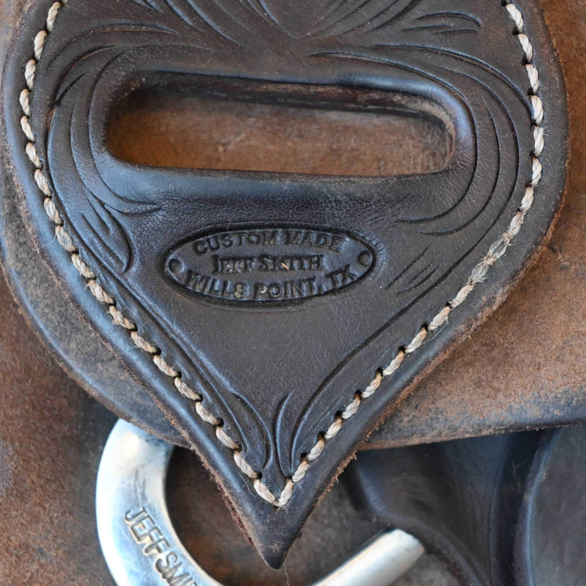 14" USED JEFF SMITH TEAM ROPING SADDLE - Image 4