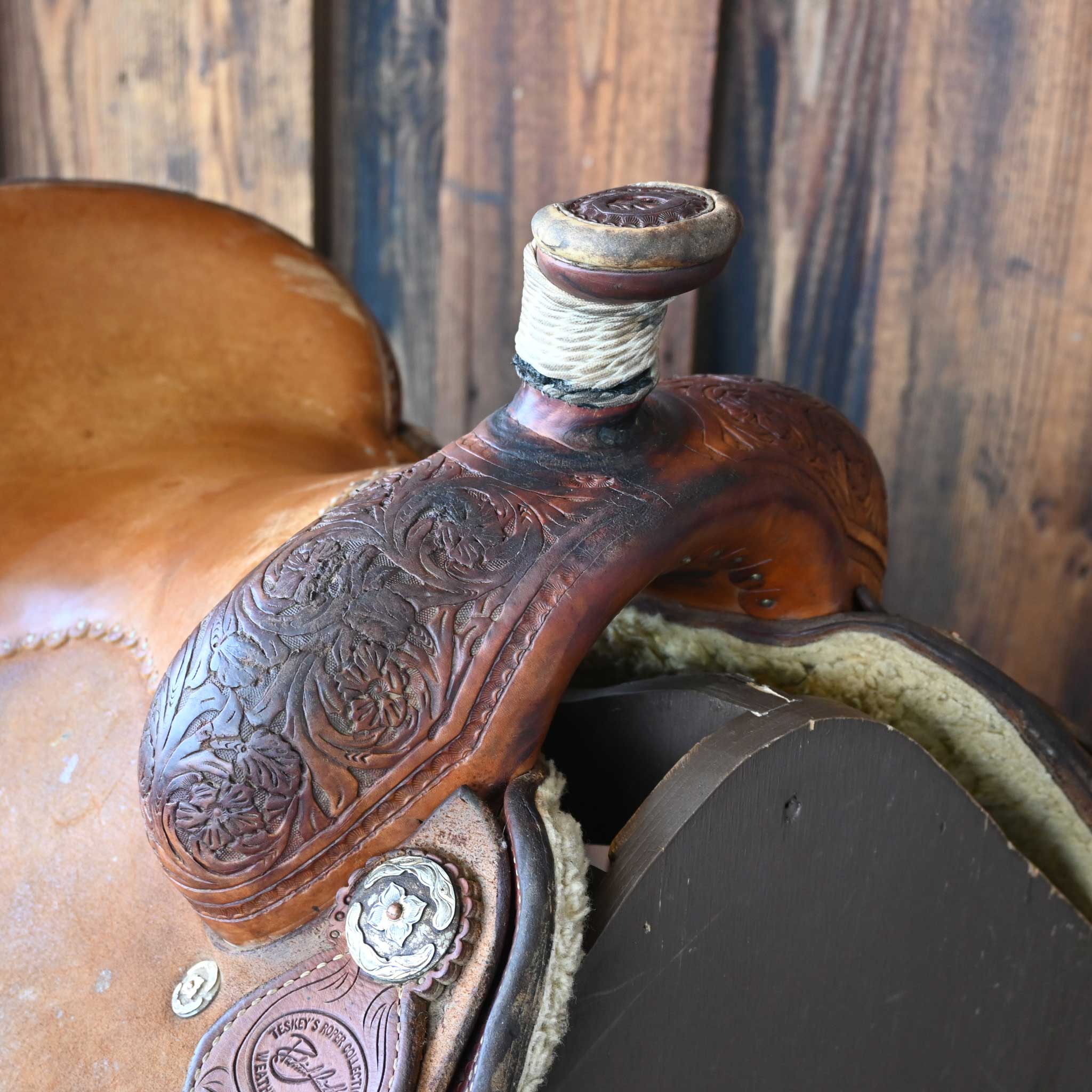 14" USED PATRICK SMITH TEAM ROPING SADDLE - Image 2