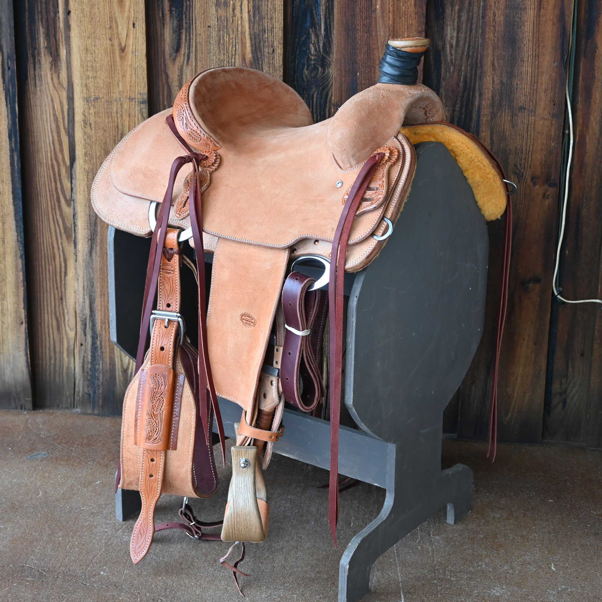 14" USED TESKEY'S TEAM ROPING SADDLE