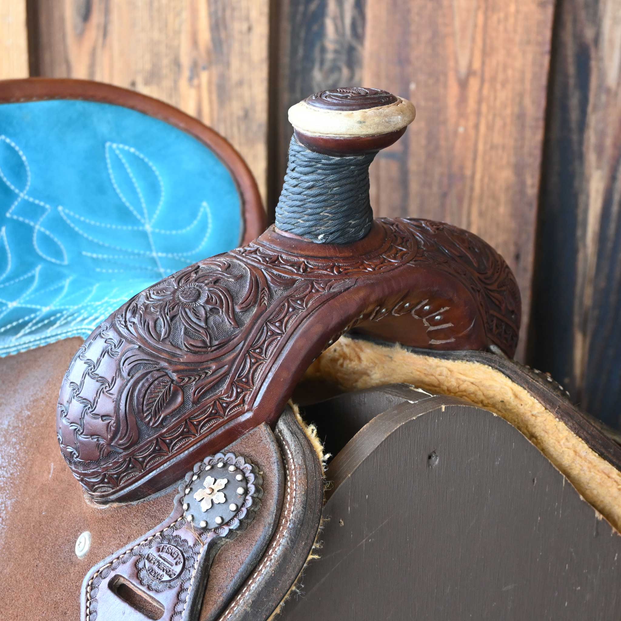 14" USED TESKEY'S TEAM ROPING SADDLE - Image 2