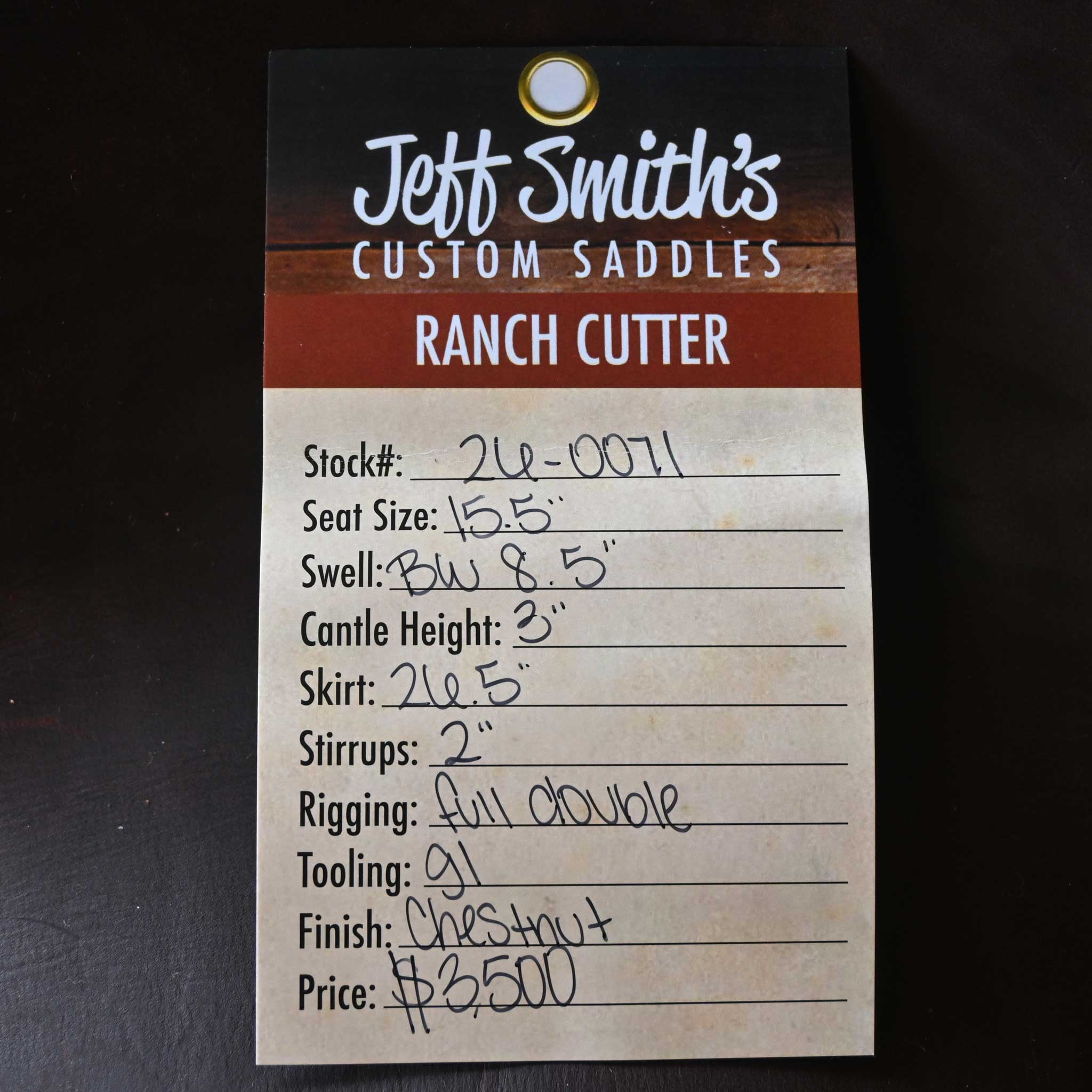 15.5" JEFF SMITH BUSTER WELCH RANCH CUTTER SADDLE - Image 3