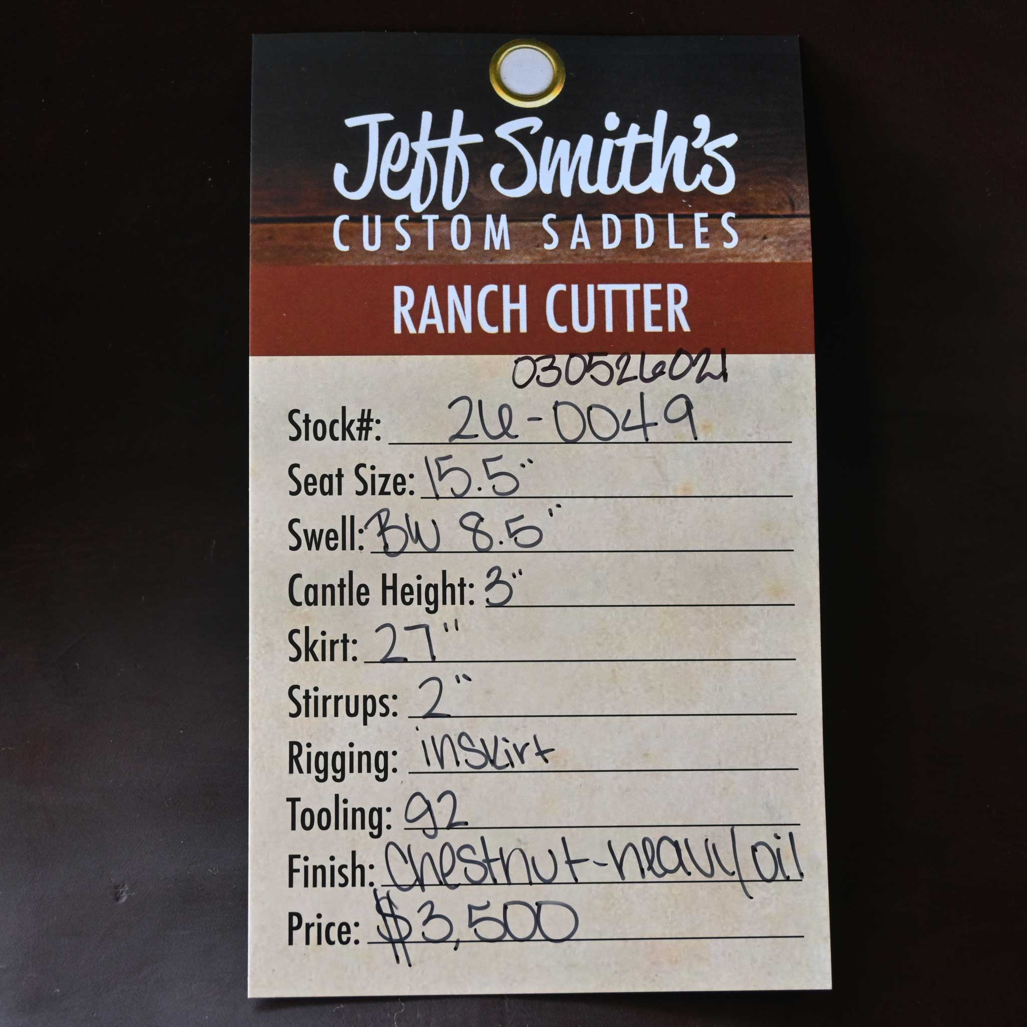 15.5" JEFF SMITH BUSTER WELCH RANCH CUTTER SADDLE - Image 3