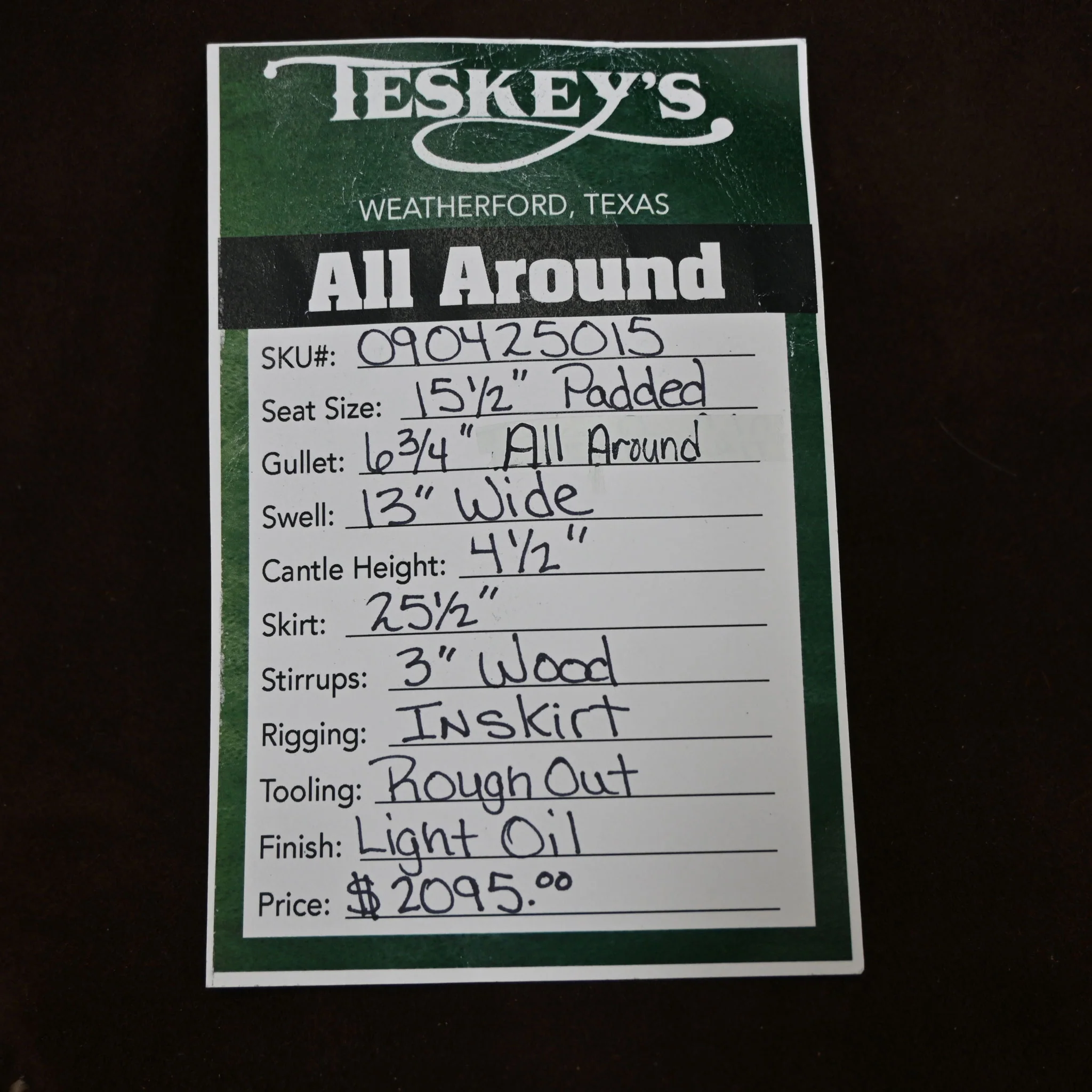 15.5" TESKEY'S ALL AROUND SADDLE - Image 3