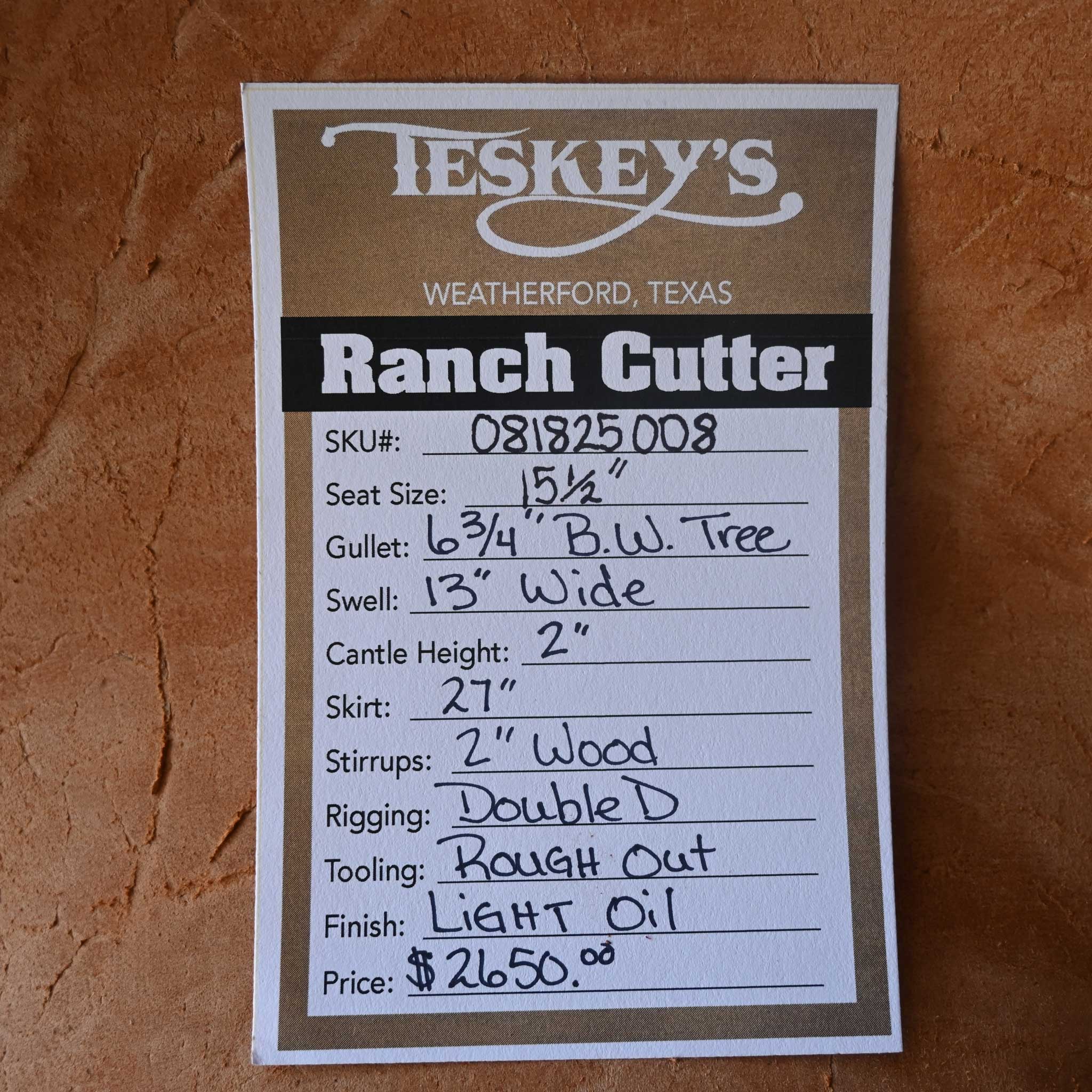 15.5" TESKEY'S PRO CUTTER RANCH CUTTER SADDLE - Image 3