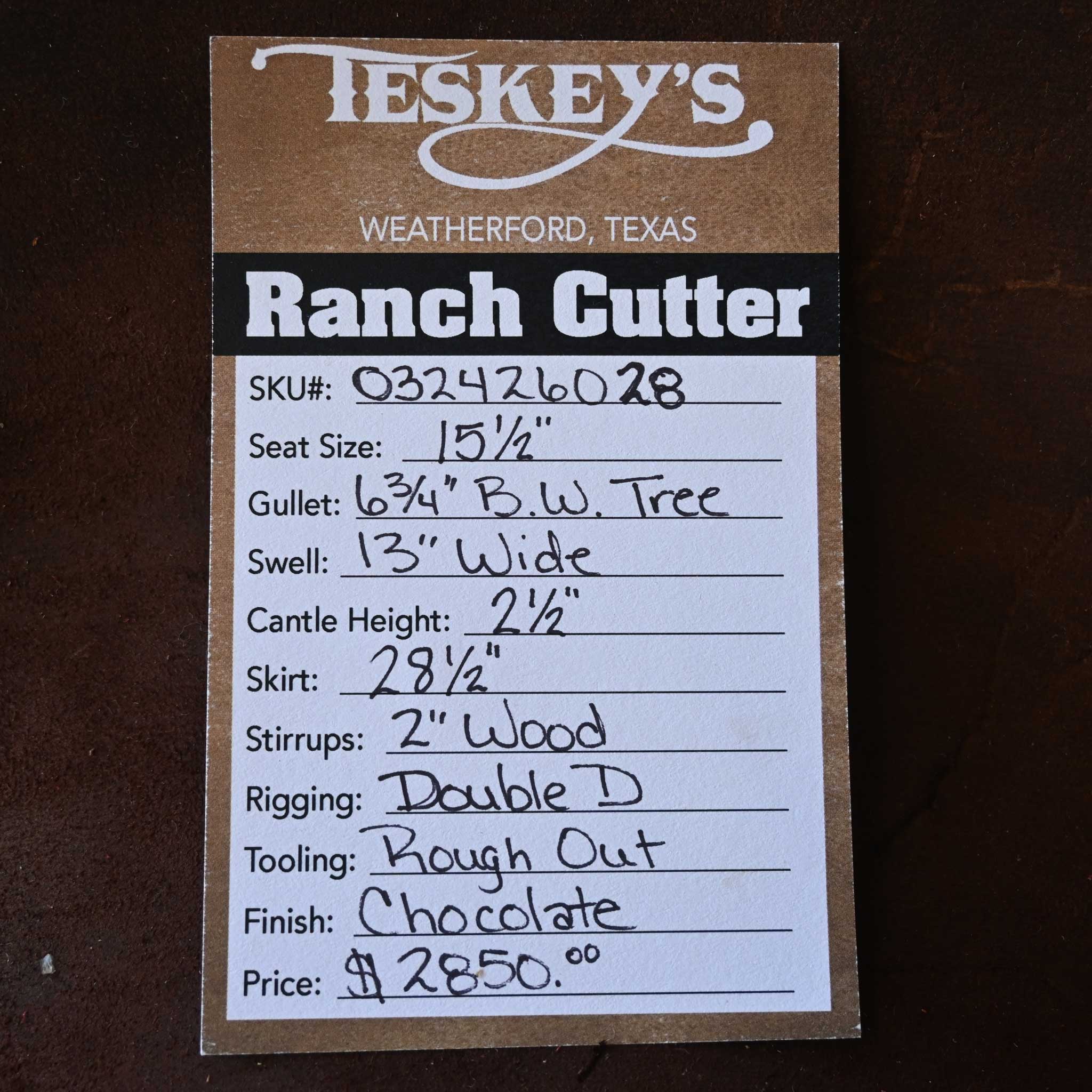 15.5" TESKEY'S PRO CUTTER RANCH CUTTER SADDLE - Image 3
