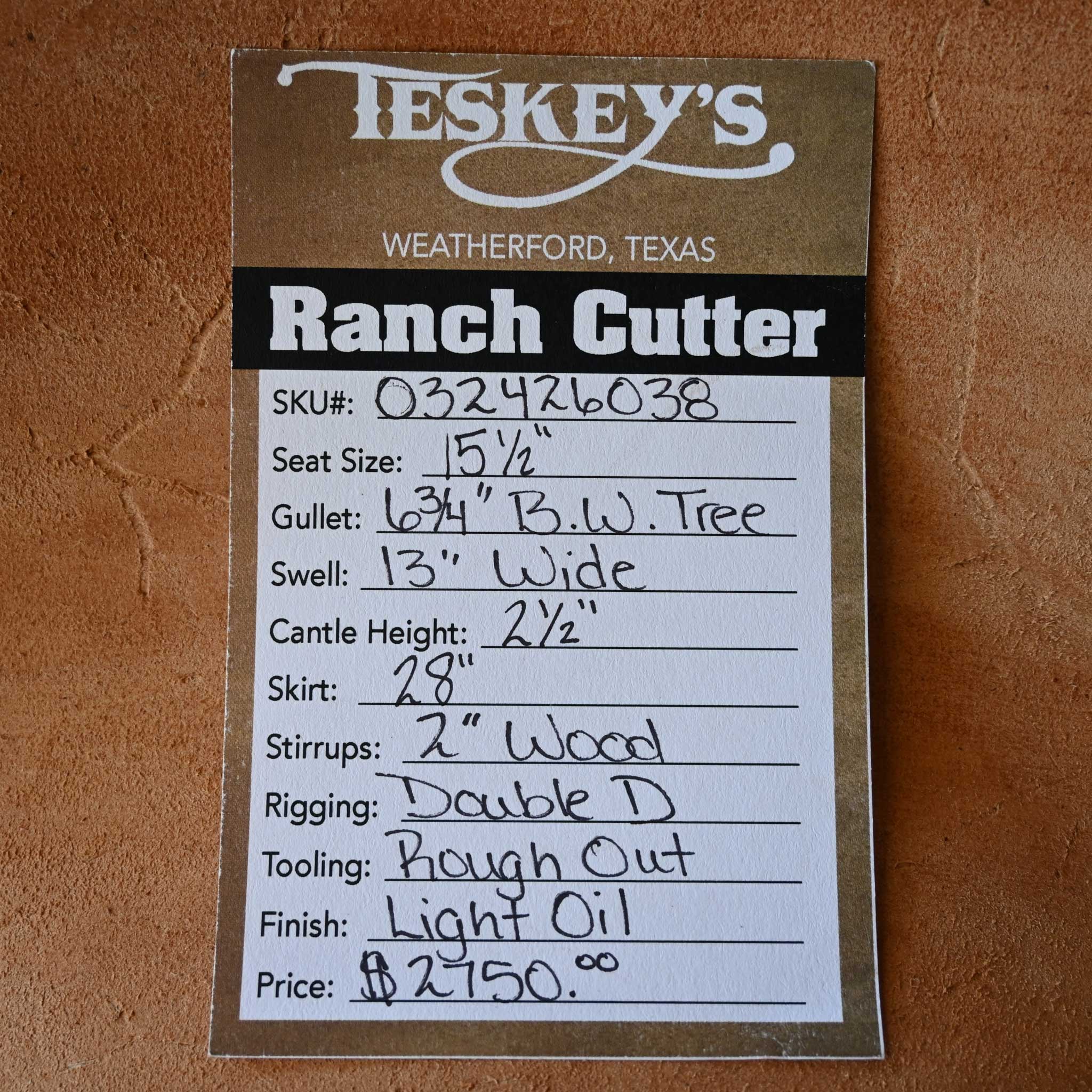 15.5" TESKEY'S PRO CUTTER RANCH CUTTER SADDLE - Image 3