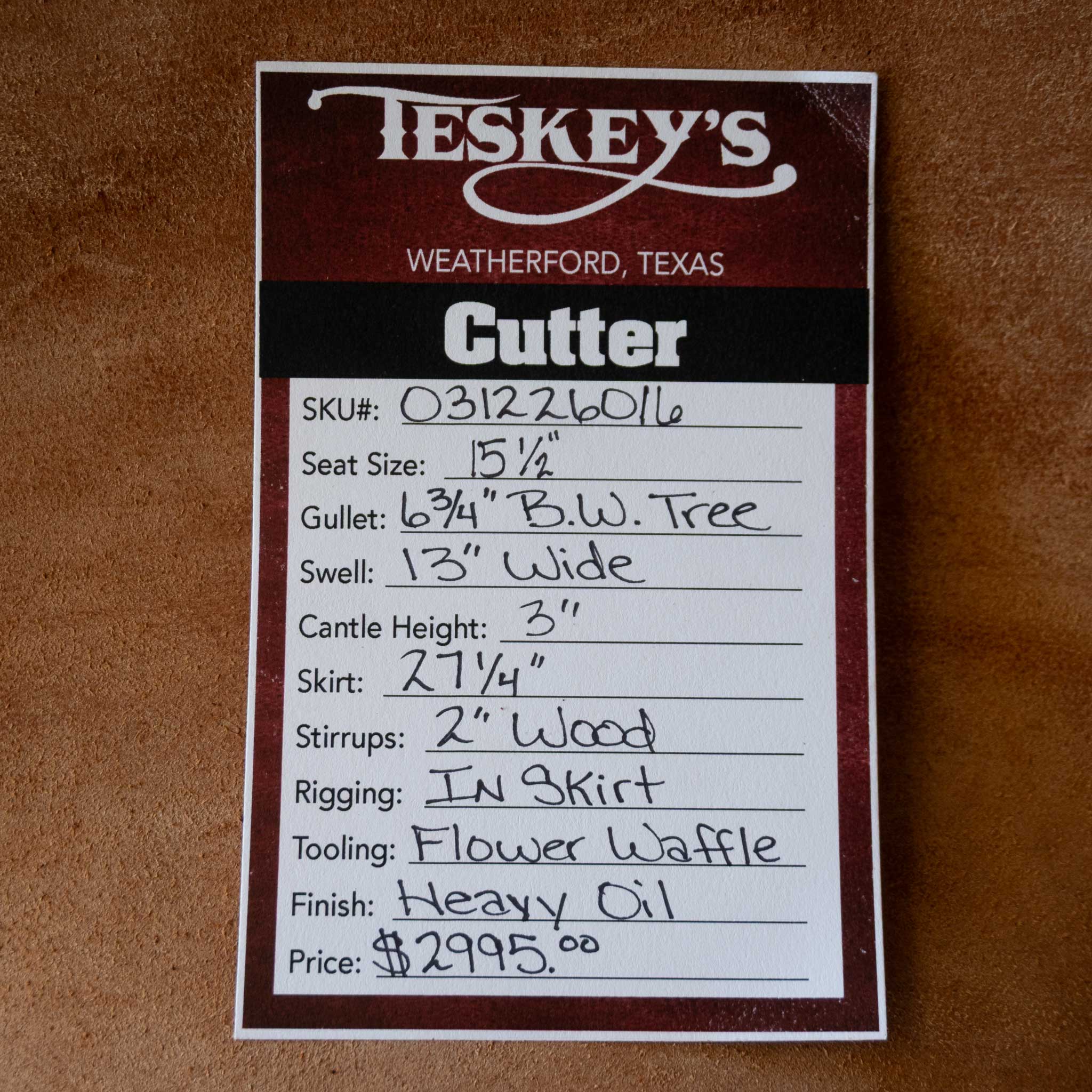 15.5" TESKEY'S PRO CUTTING SADDLE - Image 3