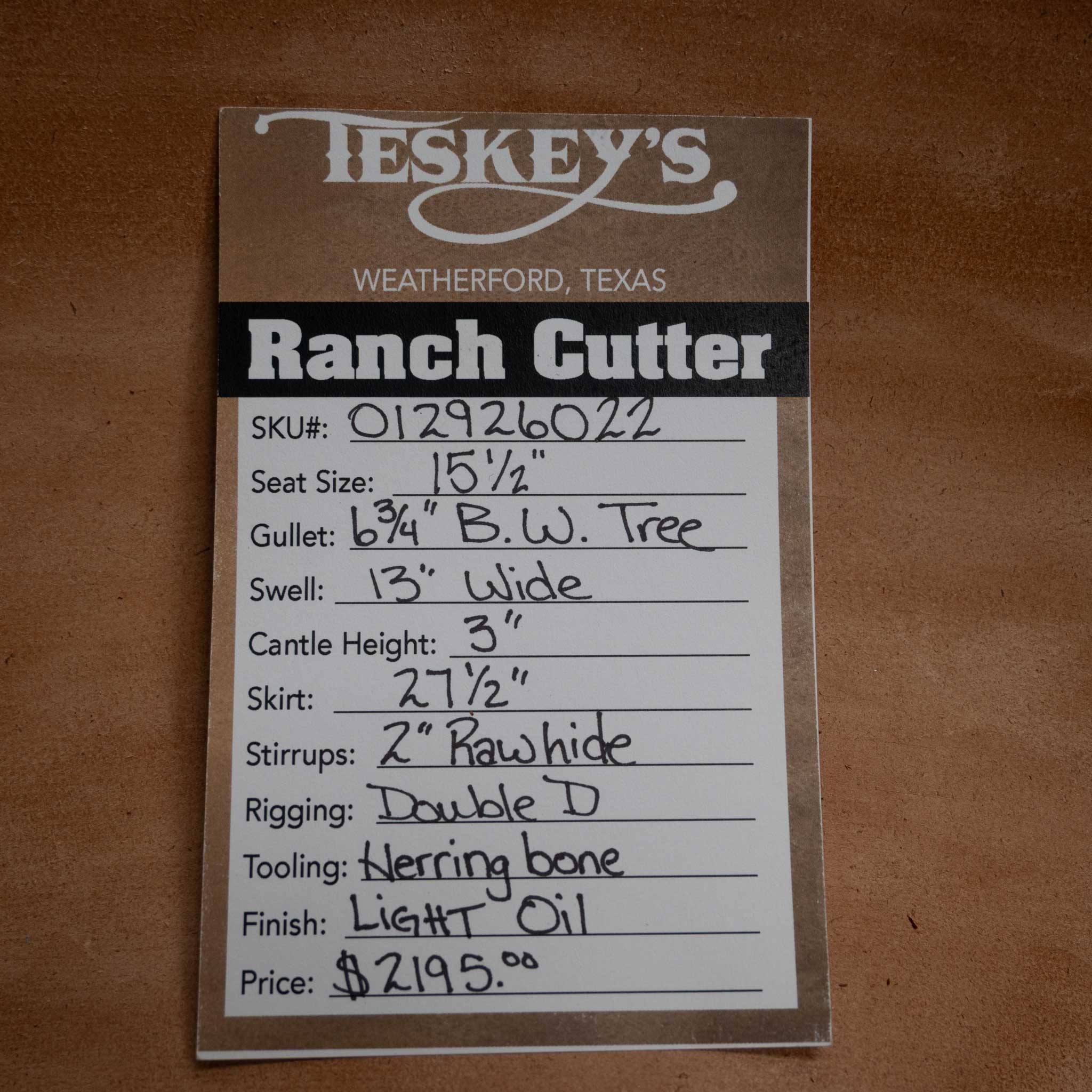 15.5" TESKEY'S RANCH CUTTER SADDLE - Image 3