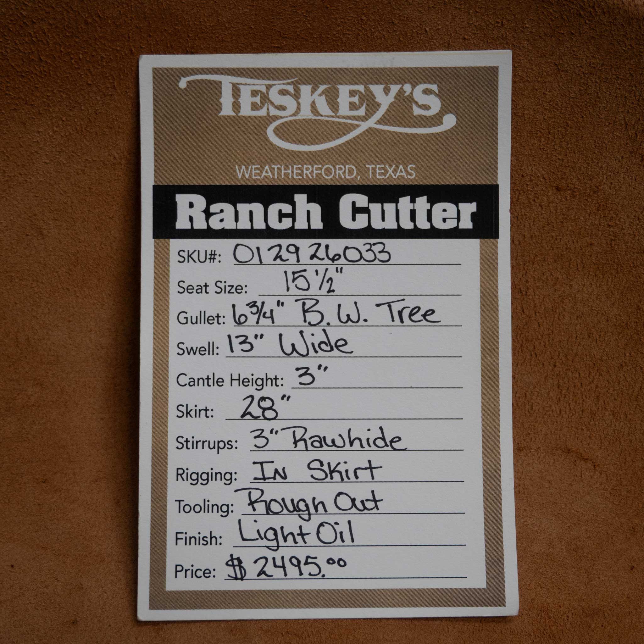 15.5" TESKEY'S RANCH CUTTER SADDLE - Image 3
