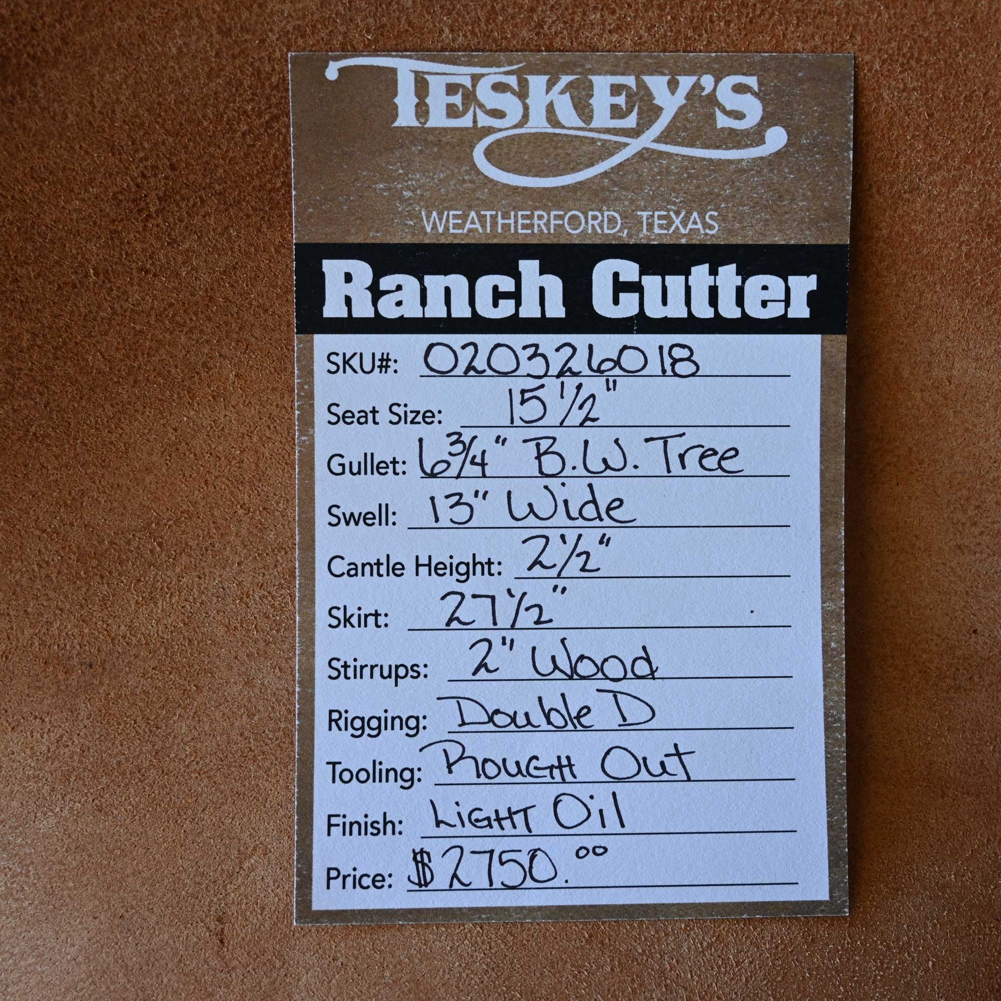 15.5" TESKEY'S RANCH CUTTER SADDLE - Image 3