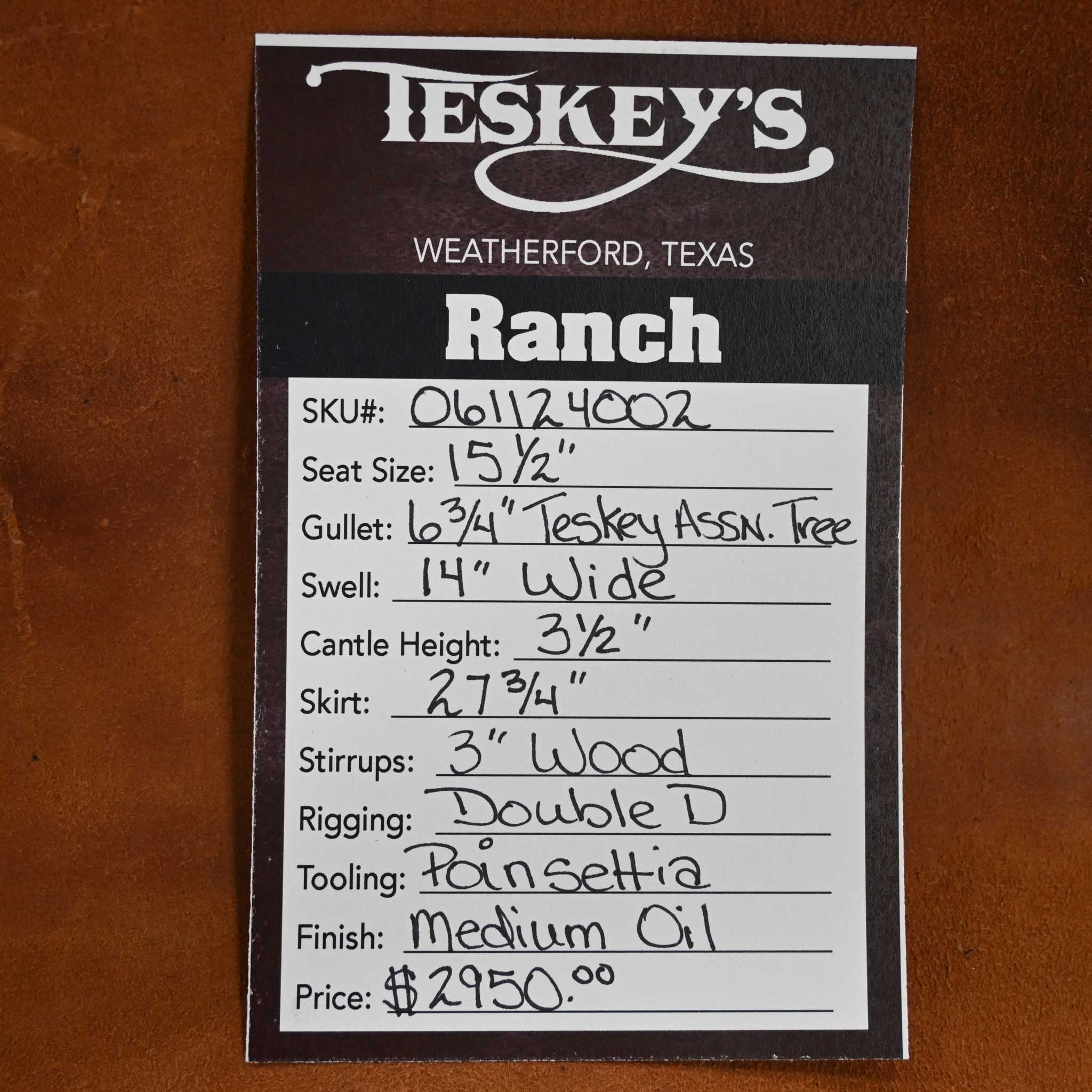 15.5" TESKEY'S RANCH SADDLE - Image 2