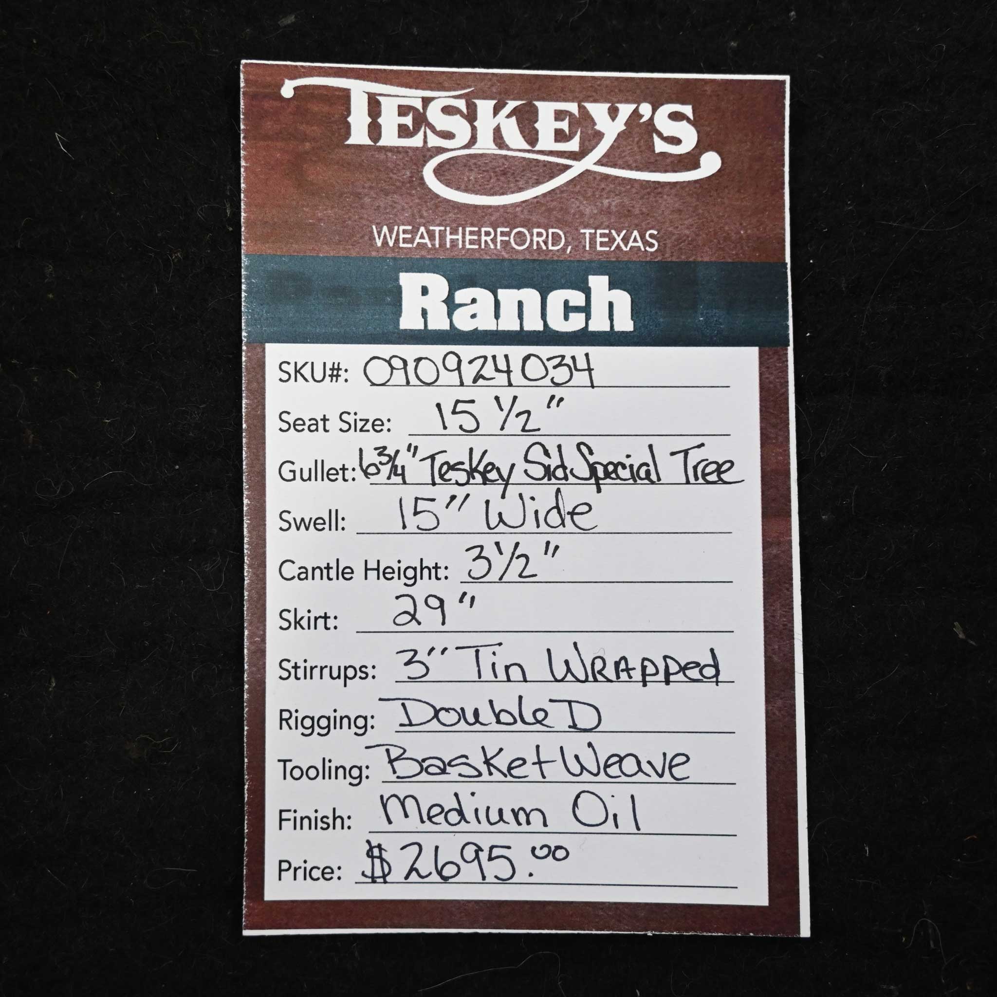 15.5" TESKEY'S RANCH SADDLE - Image 3