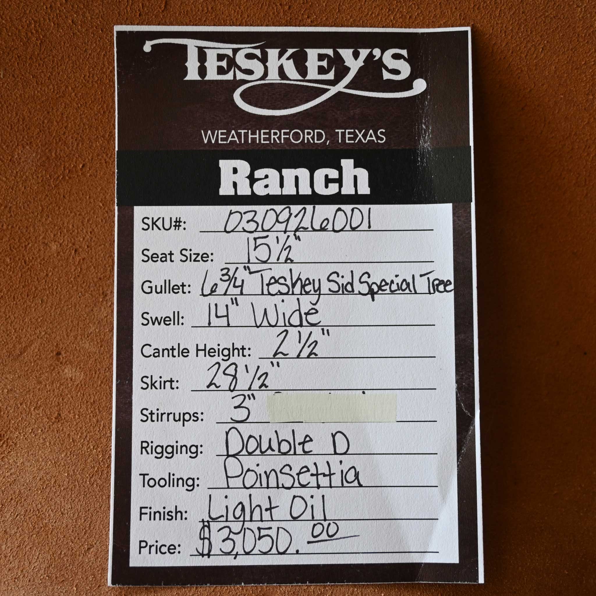 15.5" TESKEY'S RANCH SADDLE - Image 3
