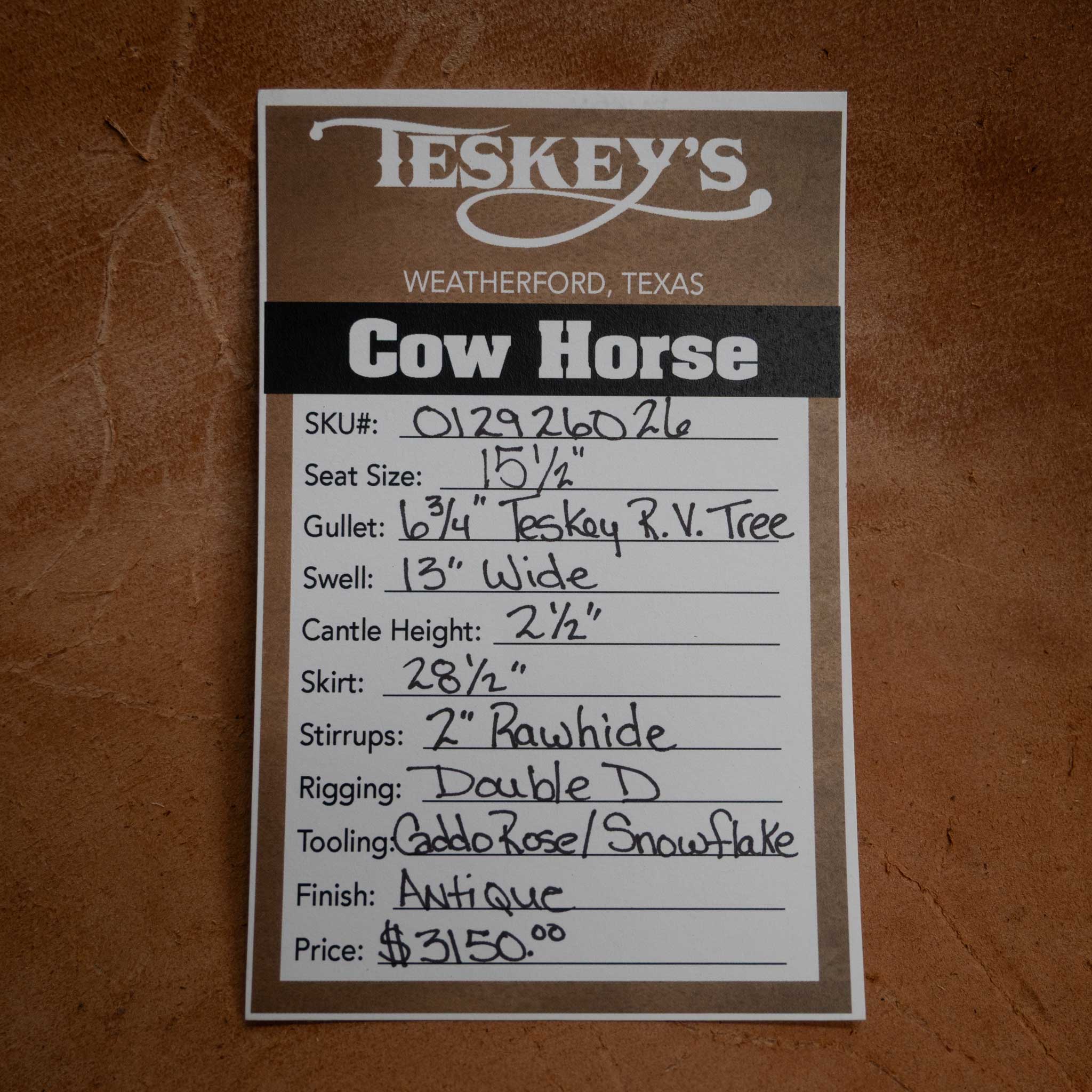 15.5" TESKEY'S RANCH VERSATILITY SADDLE - Image 3