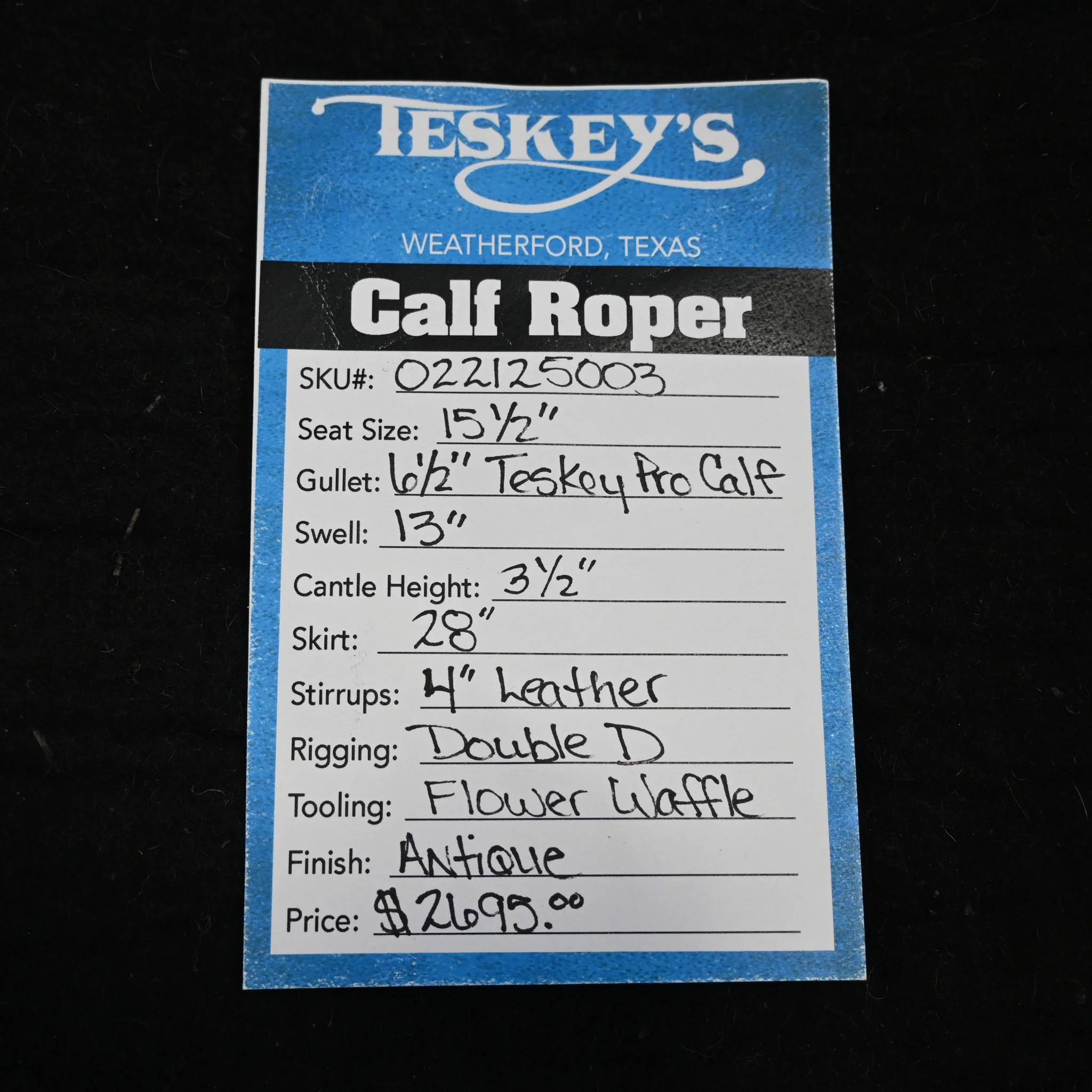 15.5" TESKEY'S CALF ROPING SADDLE - Image 3