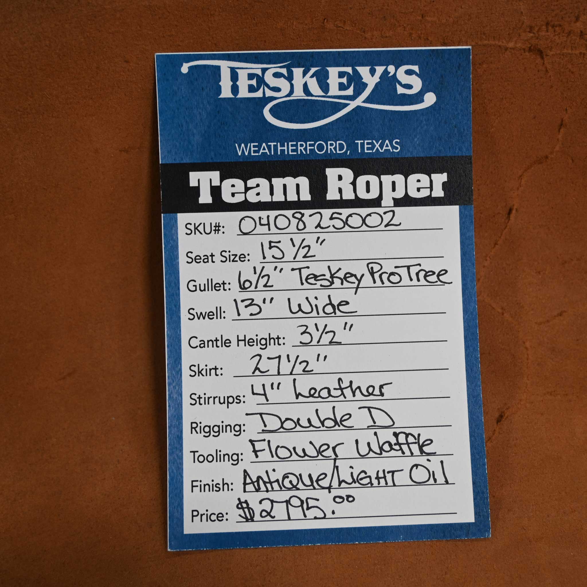 15.5" TESKEY'S TEAM ROPING SADDLE - Image 3