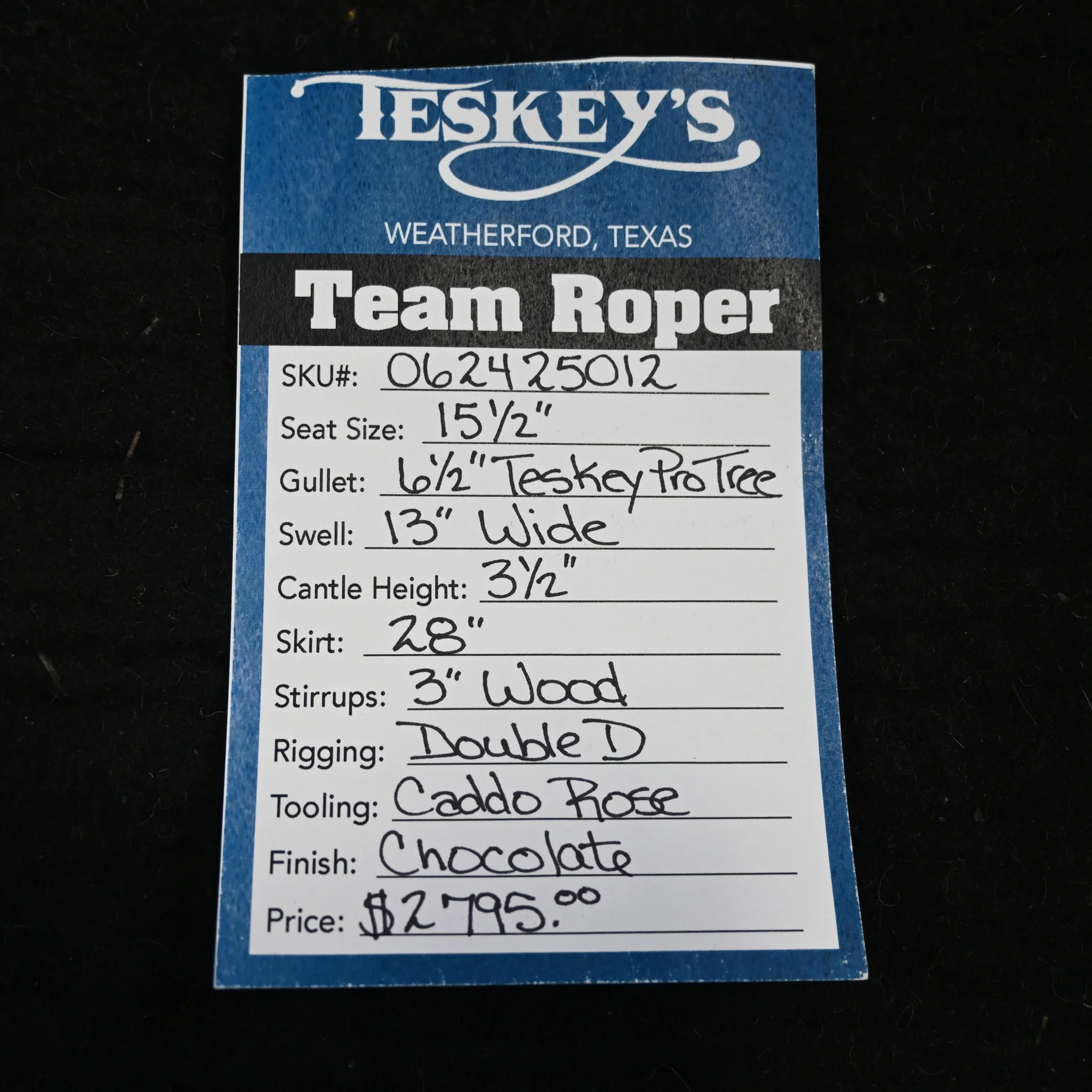 15.5" TESKEY'S TEAM ROPING SADDLE - Image 3