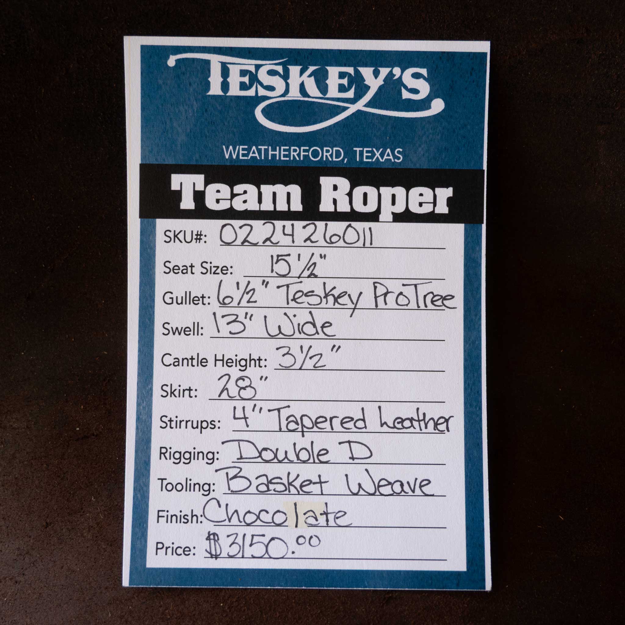 15.5" TESKEY'S TEAM ROPING SADDLE - Image 3