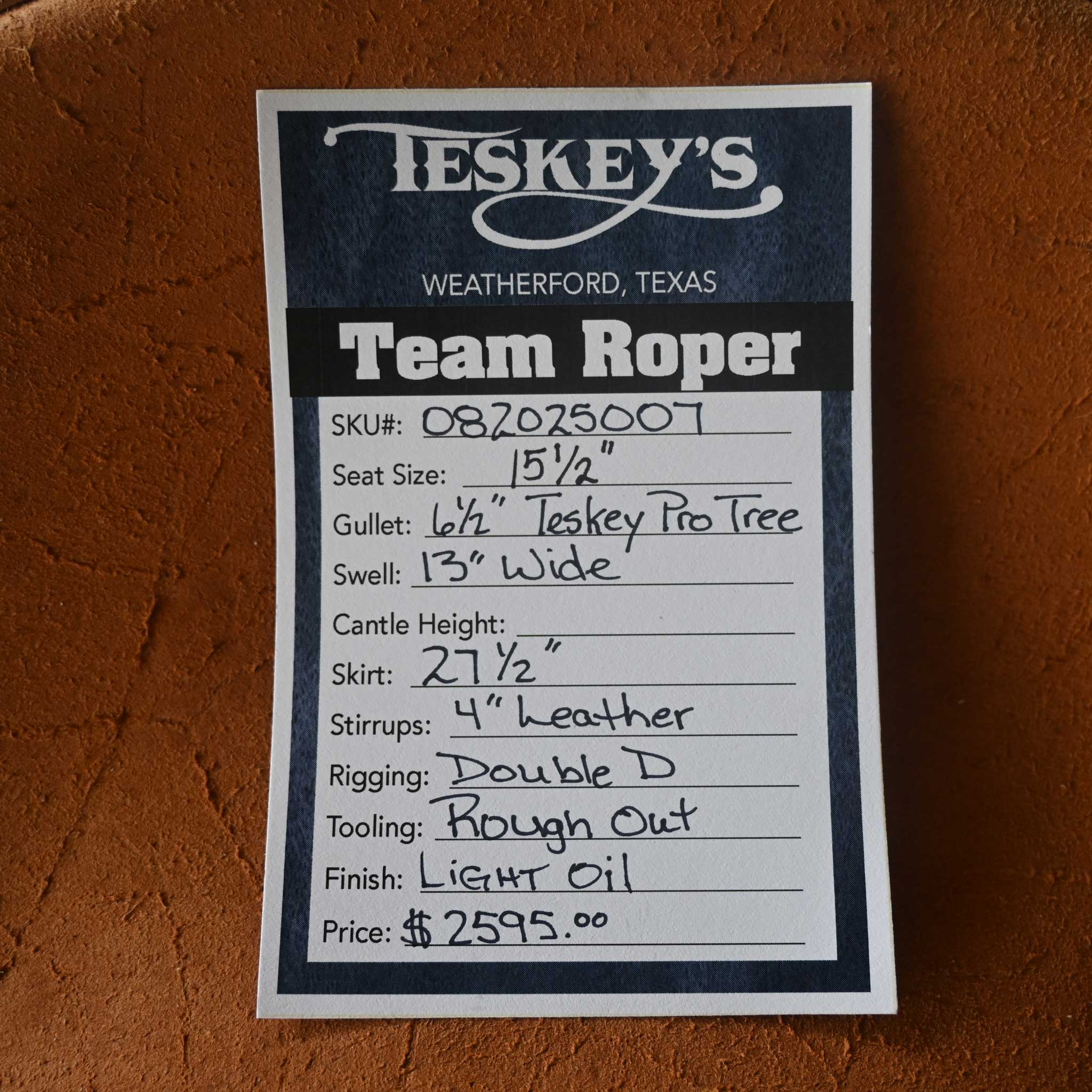 15.5" TESKEY'S TEAM ROPING SADDLE - Image 3