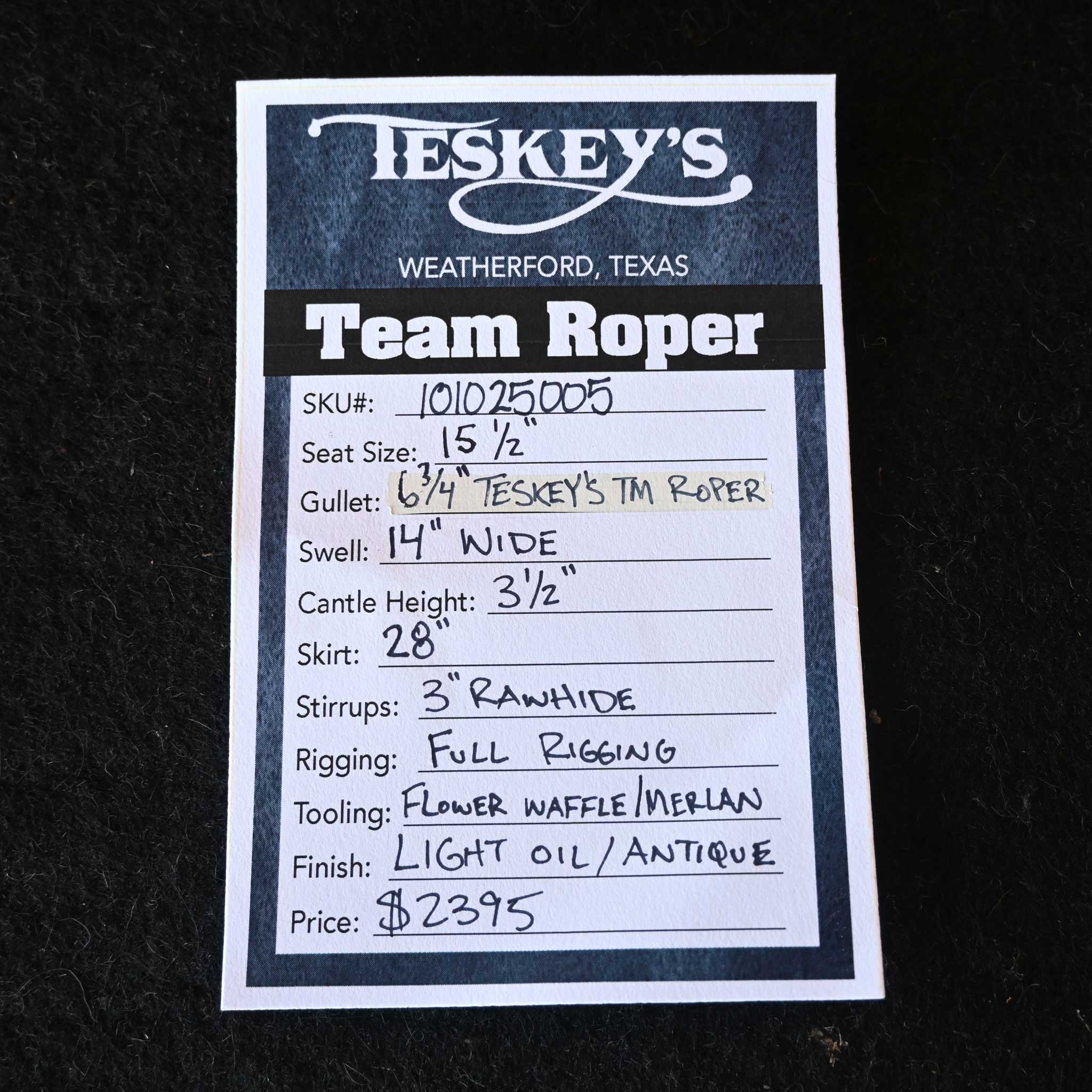 15.5" TESKEY'S TEAM ROPING SADDLE - Image 3