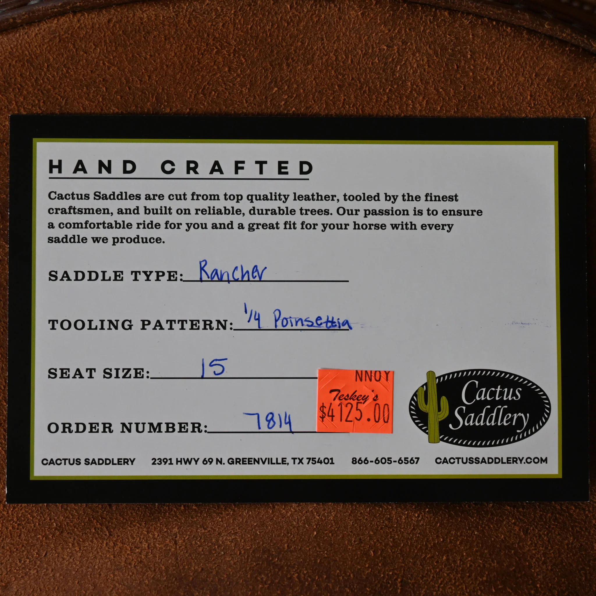 15" CACTUS RANCH SADDLE - Image 3
