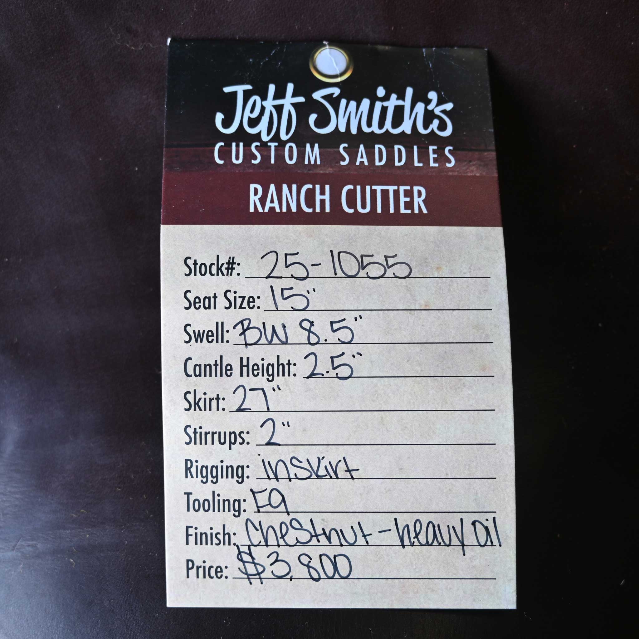 15" JEFF SMITH BUSTER WELCH RANCH CUTTER SADDLE - Image 3