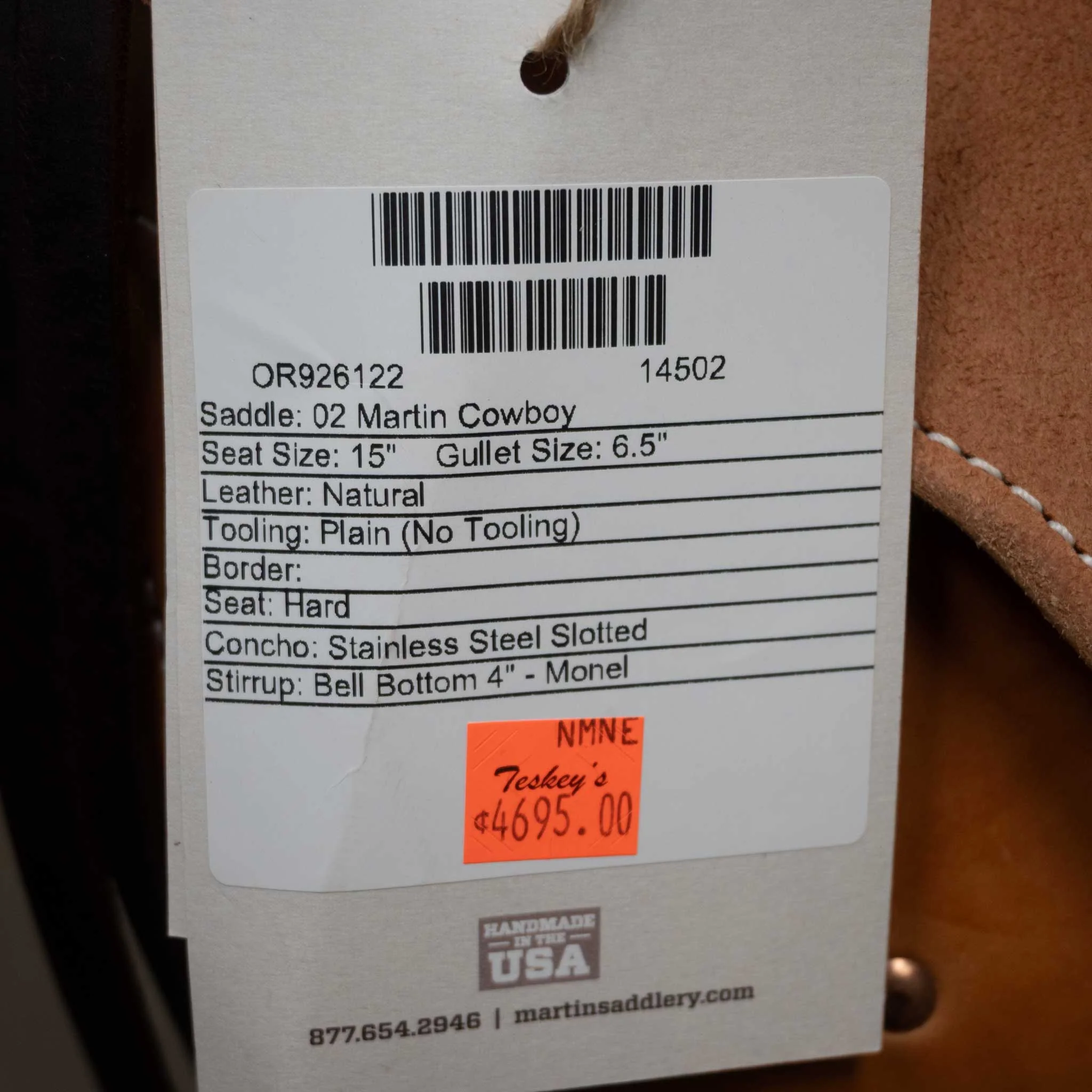 15" MARTIN COWBOY SADDLE - Image 3