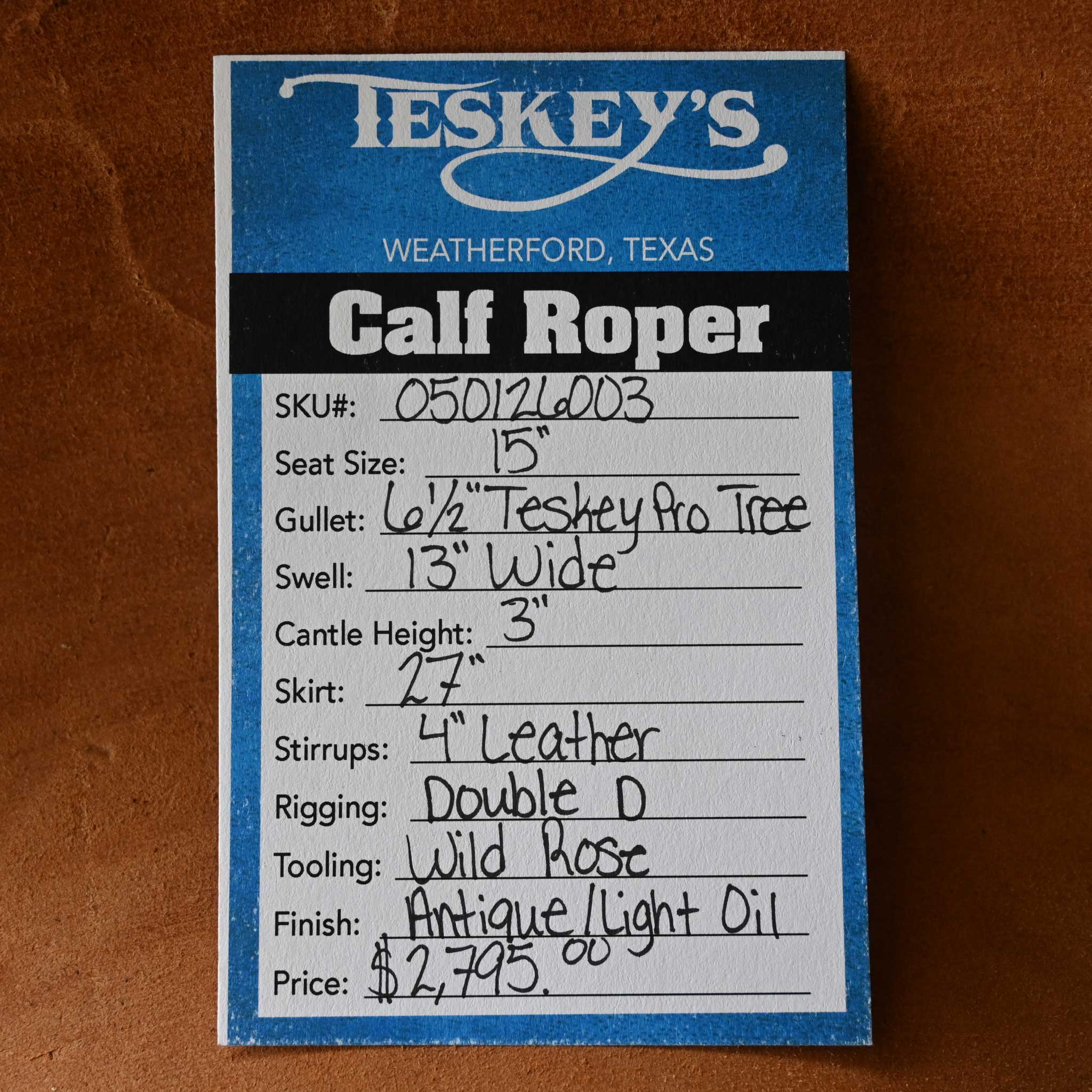 15" TESKEY'S CALF ROPING SADDLE - Image 3