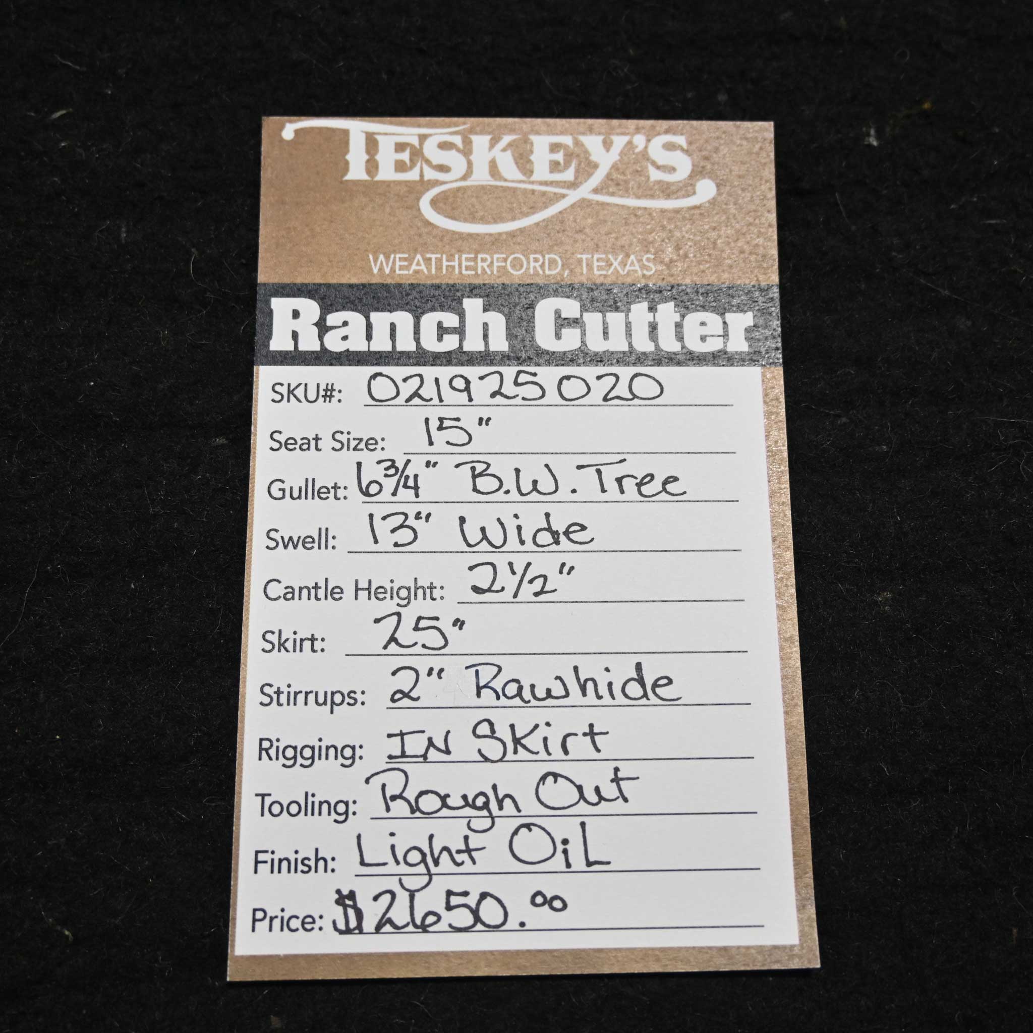 15" TESKEY'S PRO CUTTER RANCH CUTTER SADDLE - Image 3