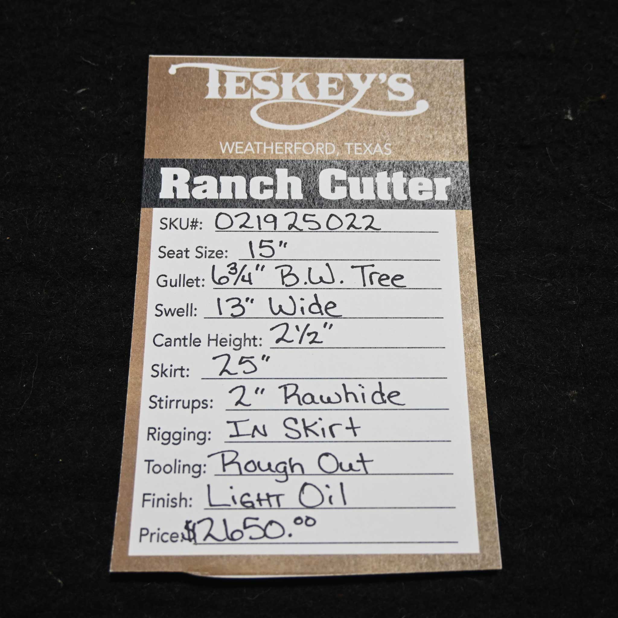 15" TESKEY'S PRO CUTTER RANCH CUTTER SADDLE - Image 3