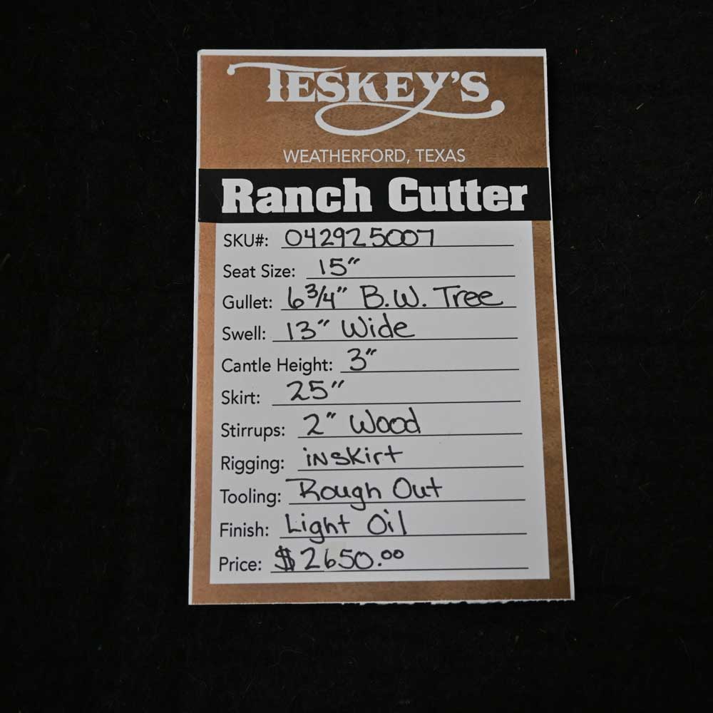15" TESKEY'S PRO CUTTER RANCH CUTTER SADDLE - Image 3