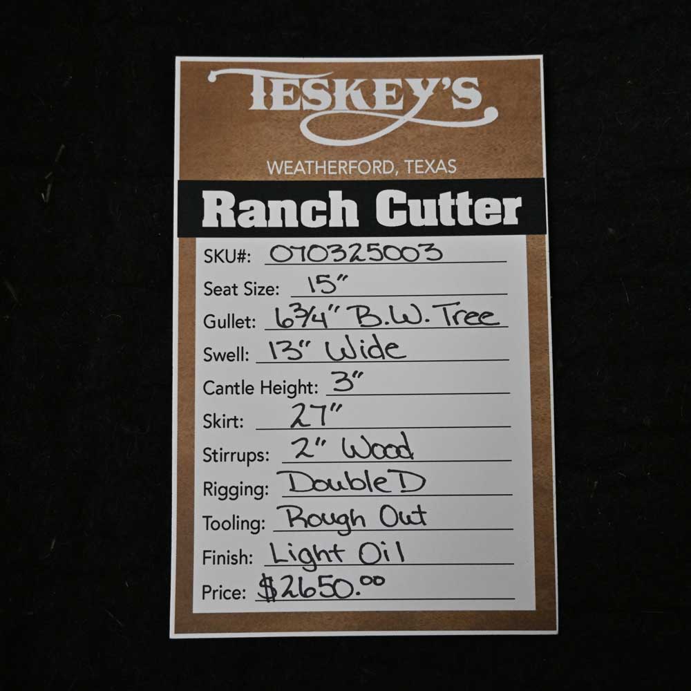 15" TESKEY'S PRO CUTTER RANCH CUTTER SADDLE - Image 3