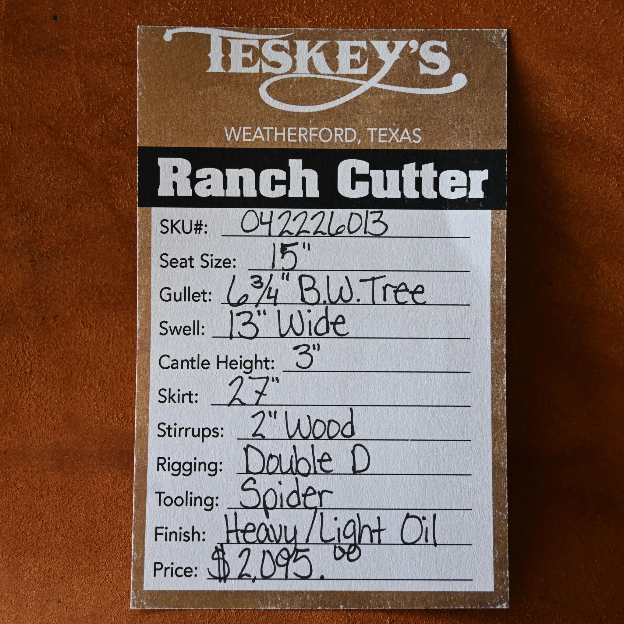 15" TESKEY'S RANCH CUTTER SADDLE - Image 3