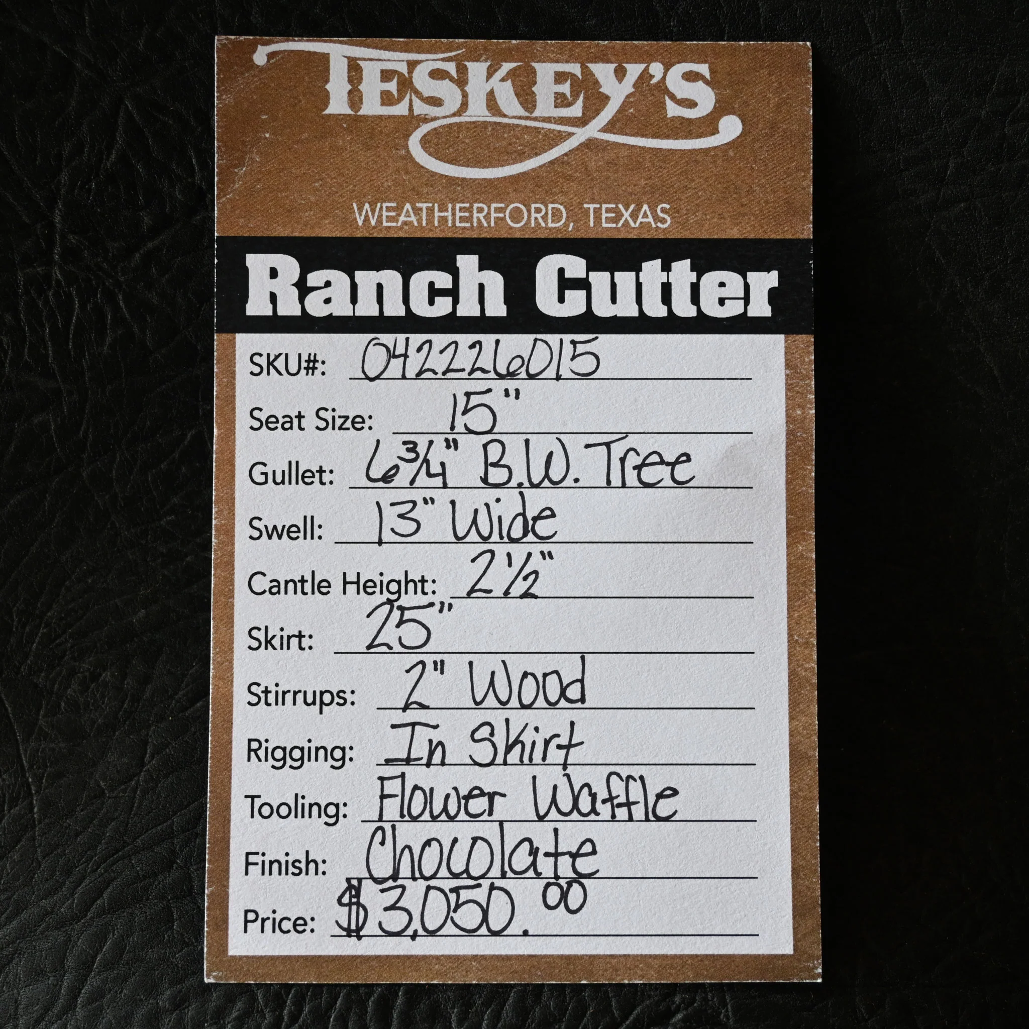 15" TESKEY'S PRO CUTTER RANCH CUTTER SADDLE - Image 3