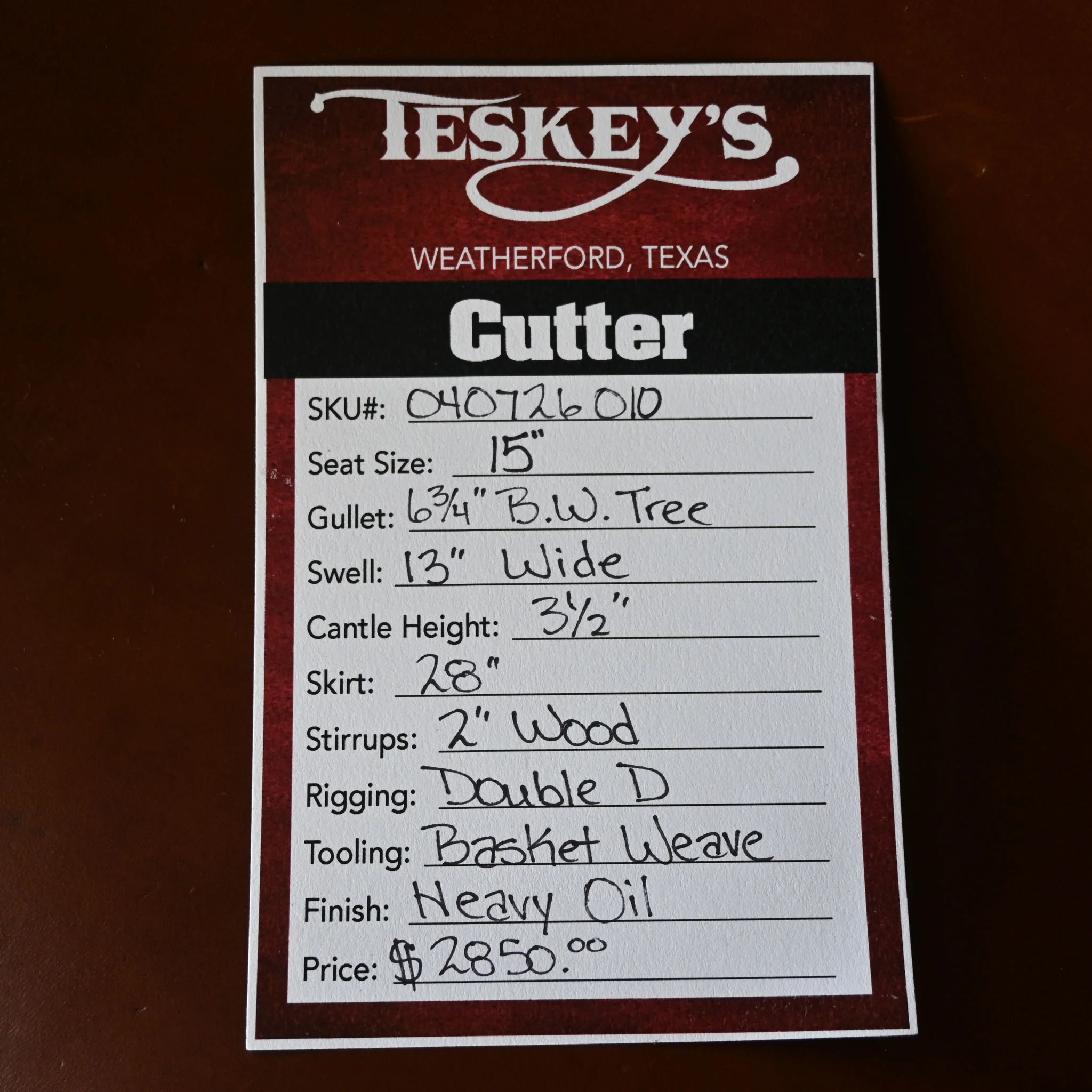 15" TESKEY'S PRO CUTTING SADDLE - Image 3