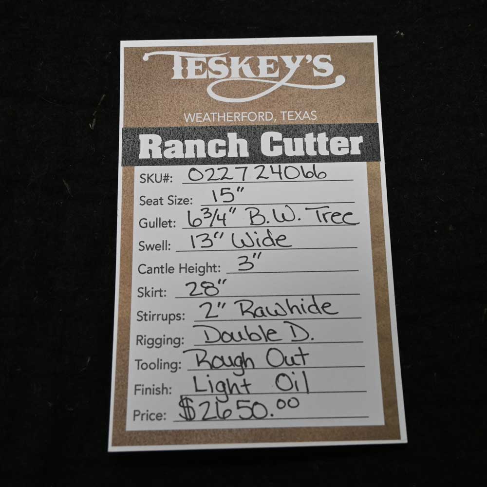 15" TESKEY'S PRO CUTTER RANCH CUTTER SADDLE - Image 2