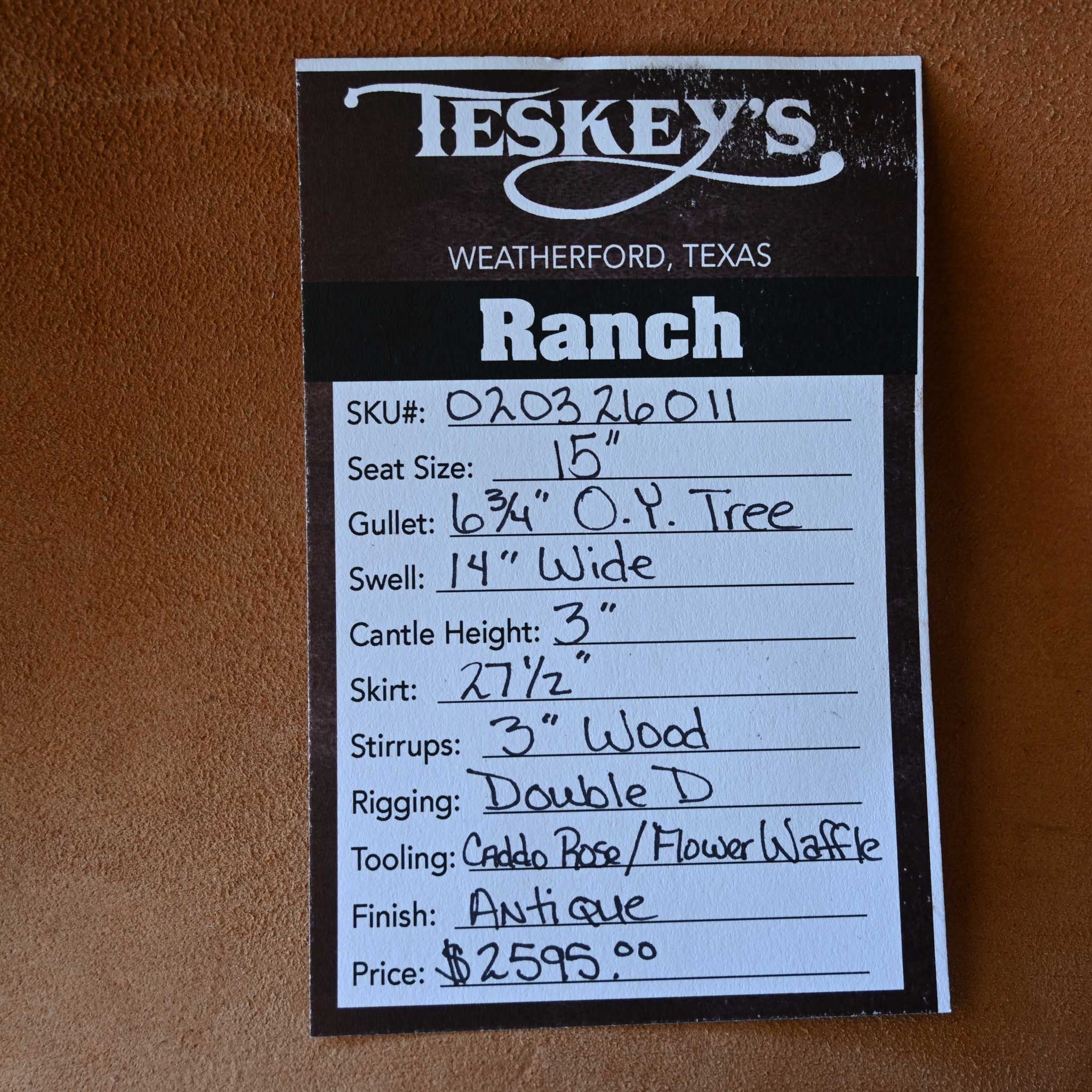 15" TESKEY'S RANCH SADDLE - Image 3