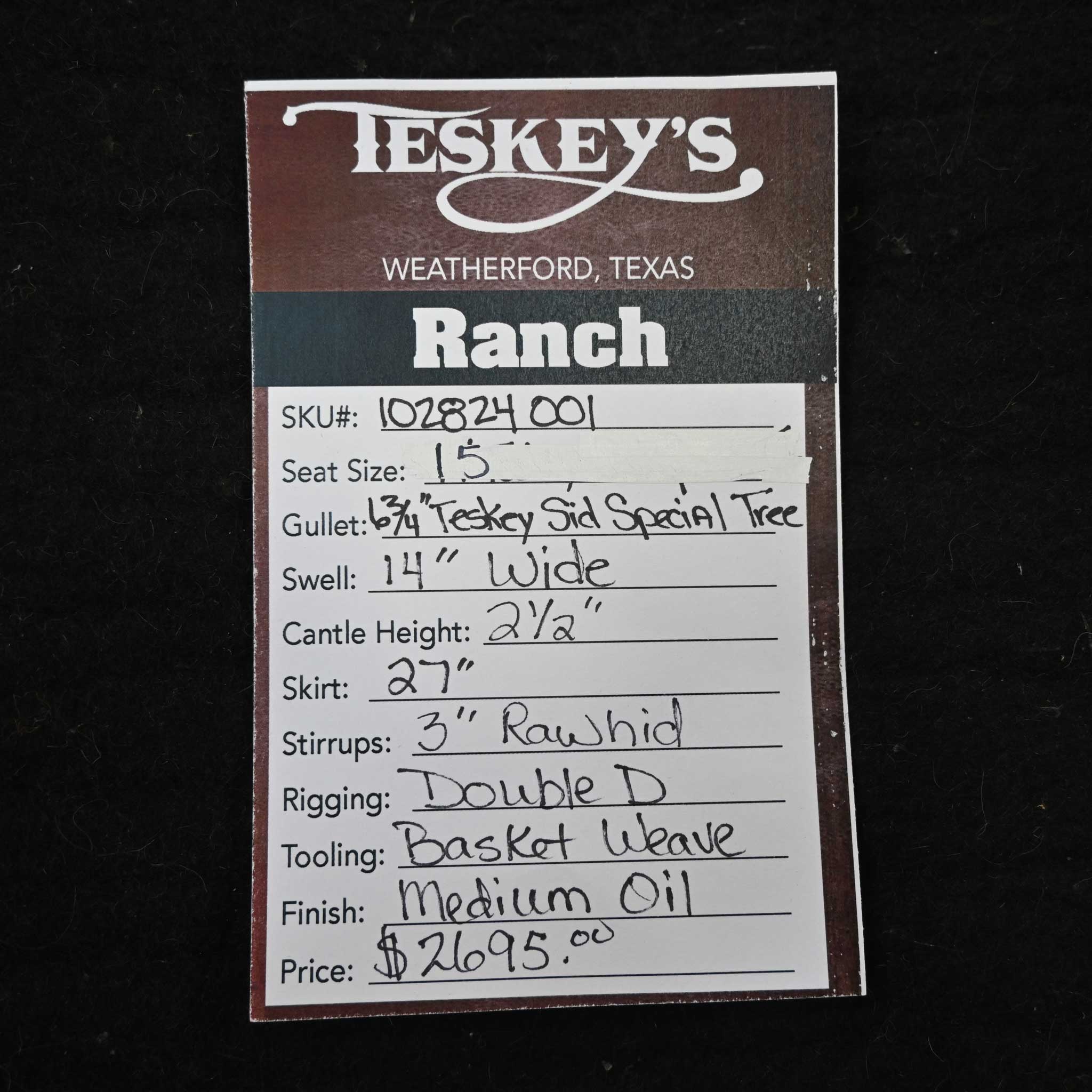 15" TESKEY'S RANCH SADDLE - Image 3